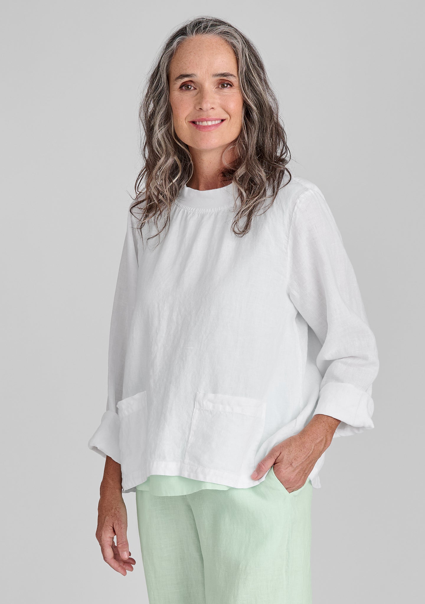 Women's Chelsea Pullover Long Sleeve Linen Shirt - Soft Breathable Casual Blouse for Spring & Summer Outfits
