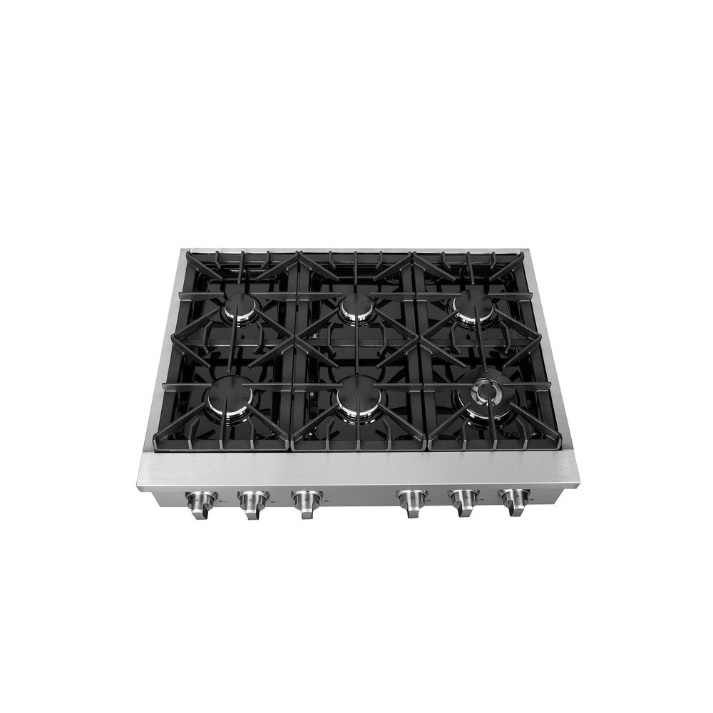 Forno Lseo 36 Inch 6 Burner Stainless Steel Gas Rangetop with Griddle - FCTGS5737 36 | Professional Cooking for Home Chefs & Outdoor Entertaining