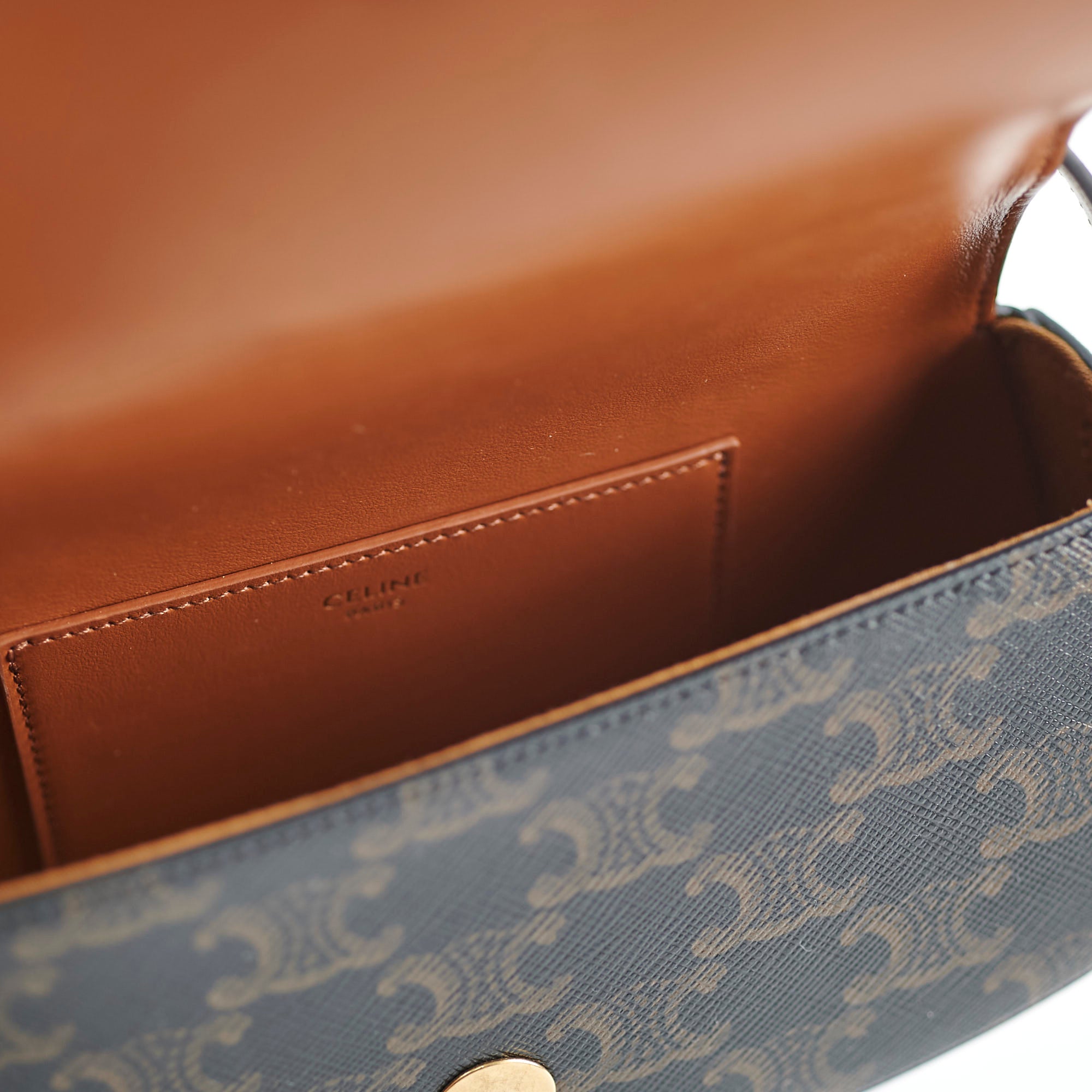 Celine Leather Clutch Bag with Strap - Tan Crossbody Purse for Women | Perfect for Evening Parties, Travel & Everyday Use
