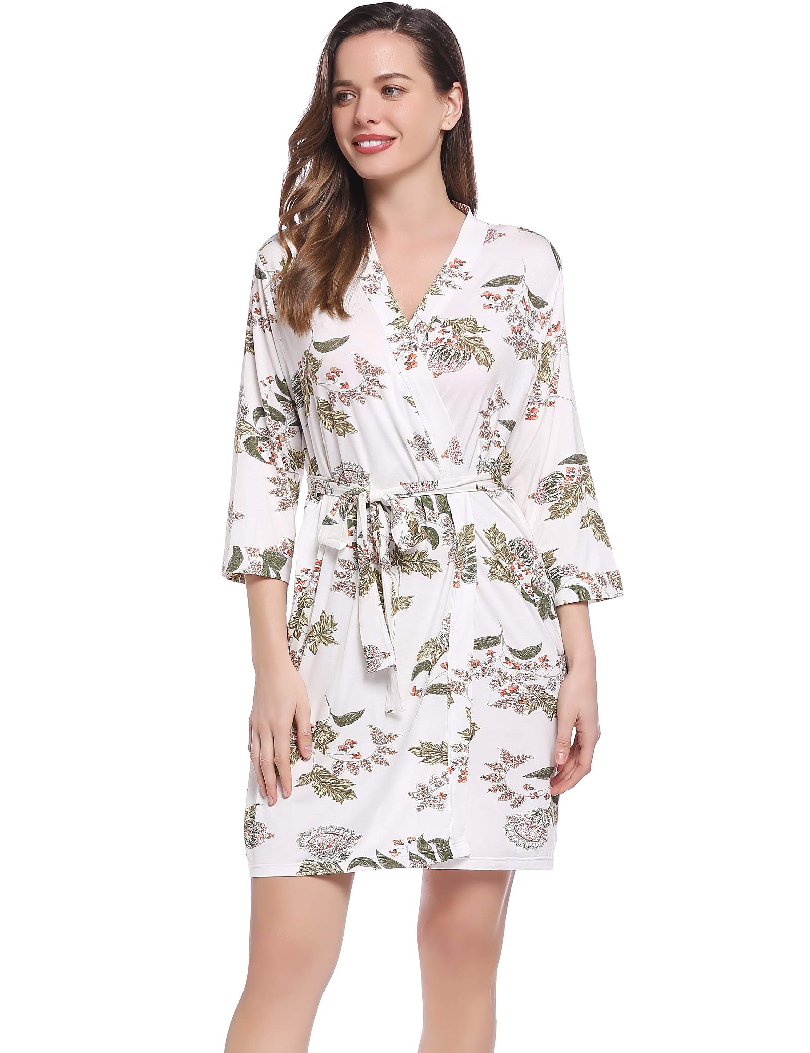 Lightweight Travel Jersey Robe for Women - Soft Bamboo Viscose Short Bathrobe - Perfect for Spa, Beach & Lounge Wear