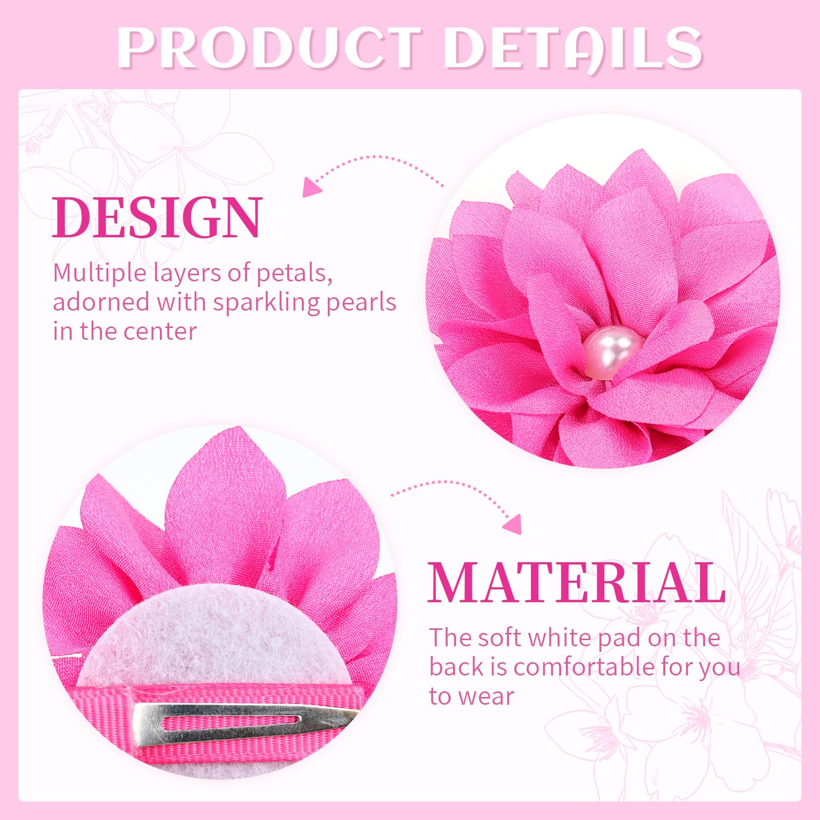 20 Pack Alligator Hair Clips with Big Flower Lotus & Pearl Design - Hair Barrettes for Baby Girls, Toddlers, Kids, Teens & Women | Perfect for School, Parties, Weddings & Daily Hair Styling
