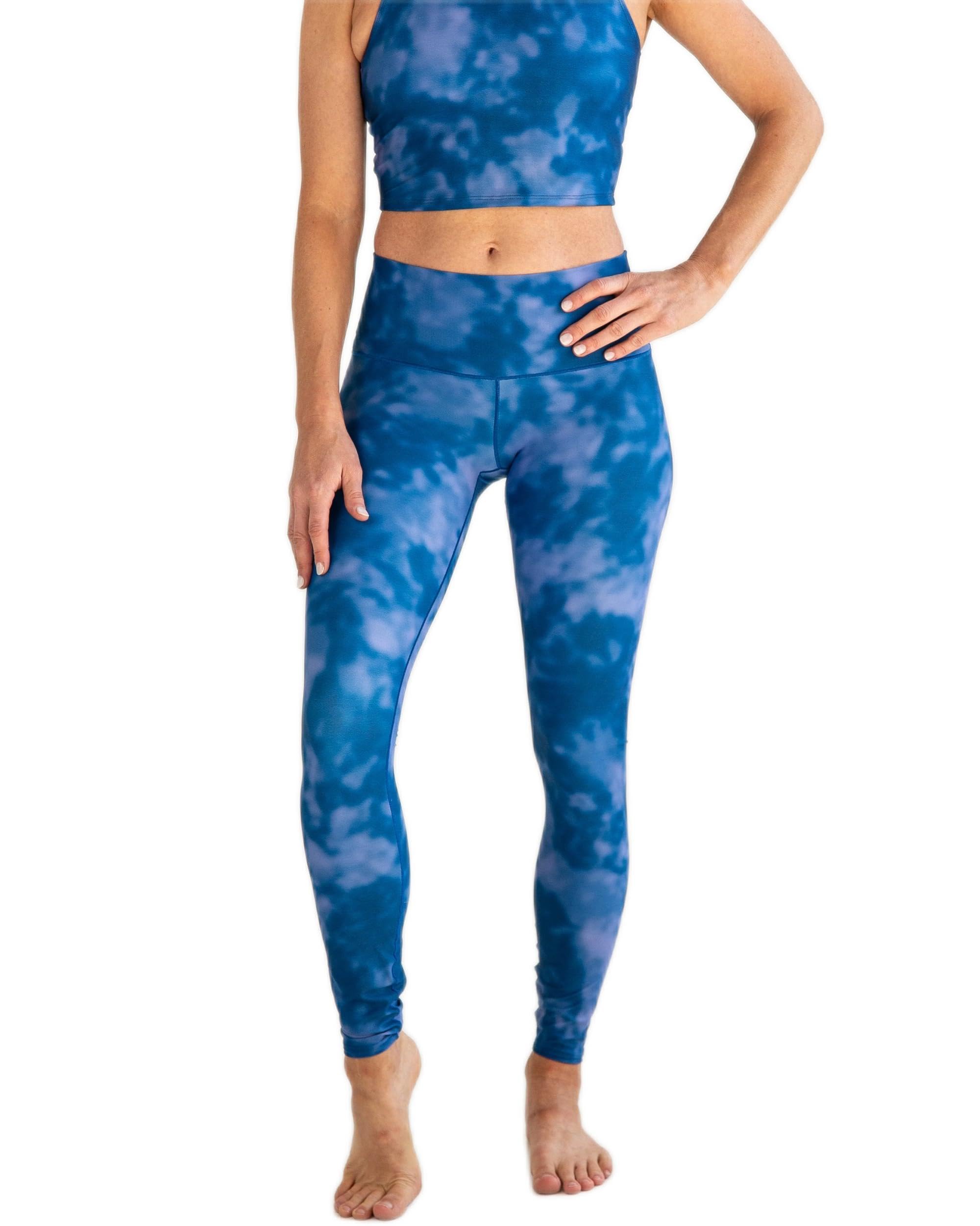 Colorado Threads Indigo Fog Yoga Pants for Women - High Waisted Workout Leggings with Moisture Wicking & 4-Way Stretch - Perfect for Yoga, Gym, Running & Lounge Wear
