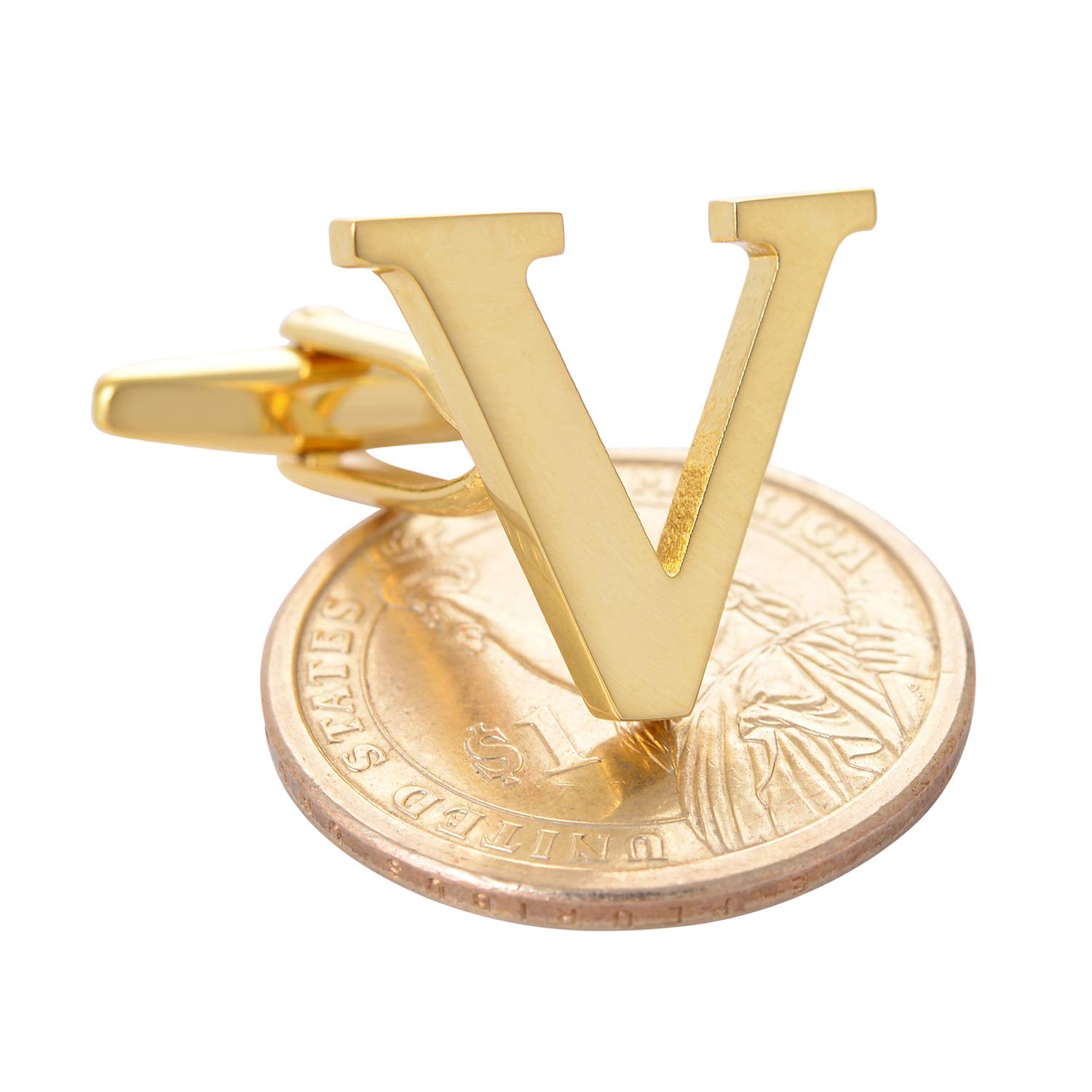 Men's Gold Alphabet Cufflinks - Elegant Initial Letter Cuff Links Set with Gift Box for Weddings, Business & Formal Events