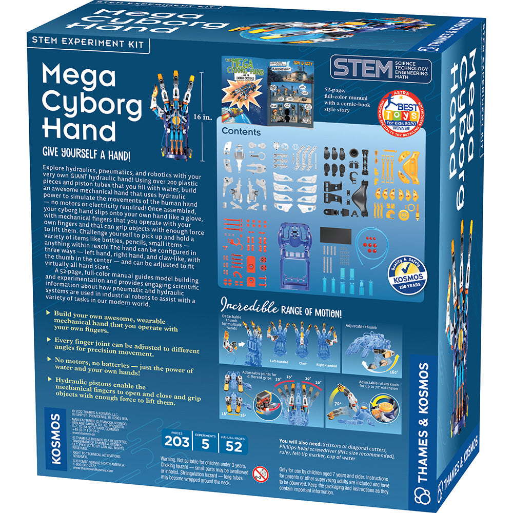 Mega Cyborg Hand - STEM Robotics Kit for Kids & Adults - Build Your Own Robotic Arm - Perfect for Science Projects, DIY Engineering & STEM Learning - Great Gift for Aspiring Engineers & Tech Enthusiasts