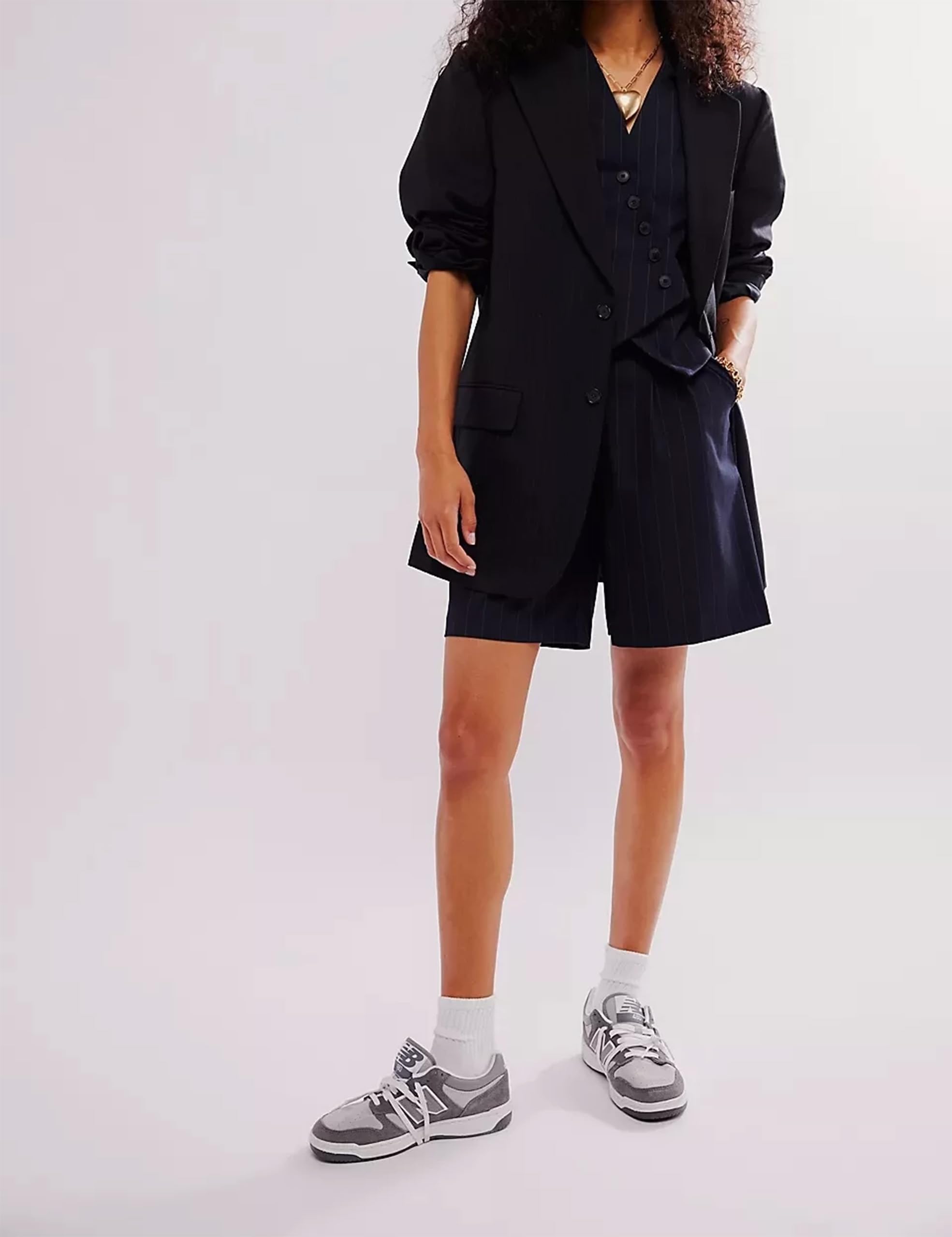 Women's Oversized Blazer with Bow Tie - Office & Casual Wear