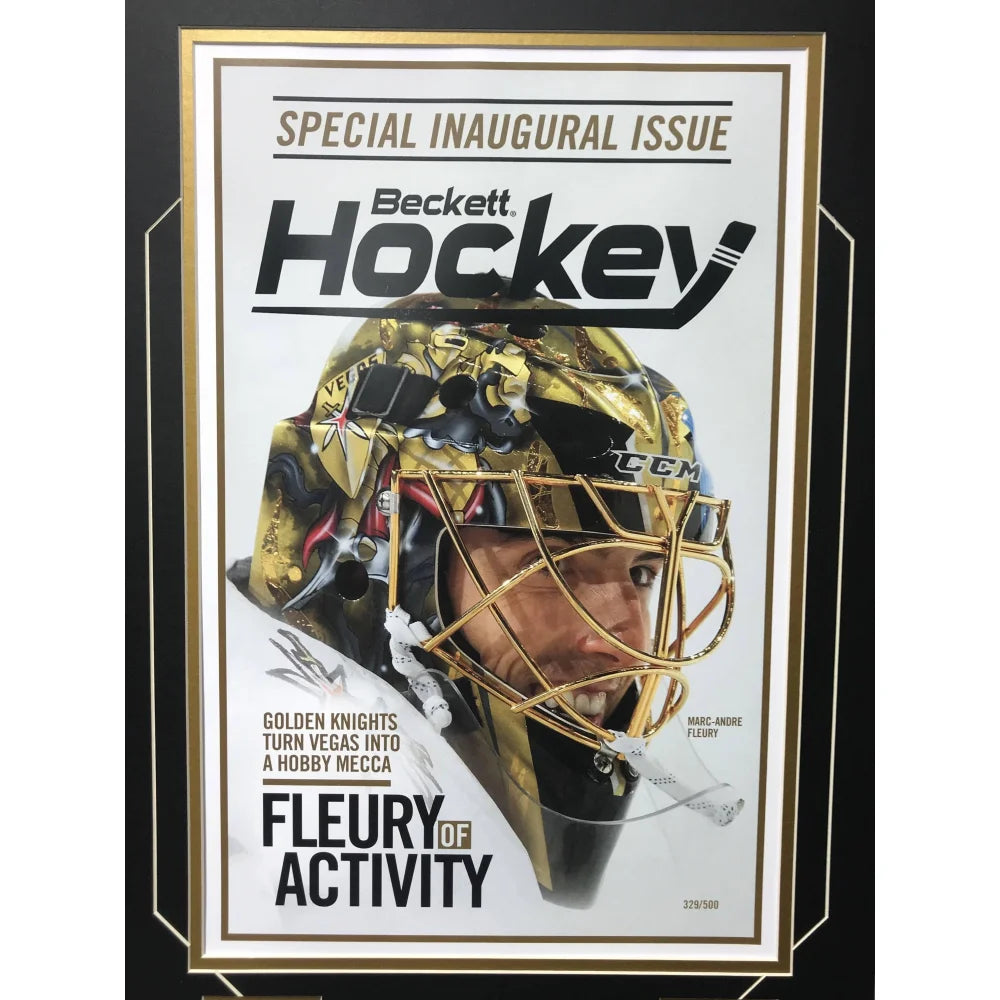 Marc Andre Fleury Framed Vegas Golden Knights Beckett 11x17 Poster #D/500 VGK - Limited Edition Hockey Memorabilia for Man Cave, Sports Bar & Fan Collection
