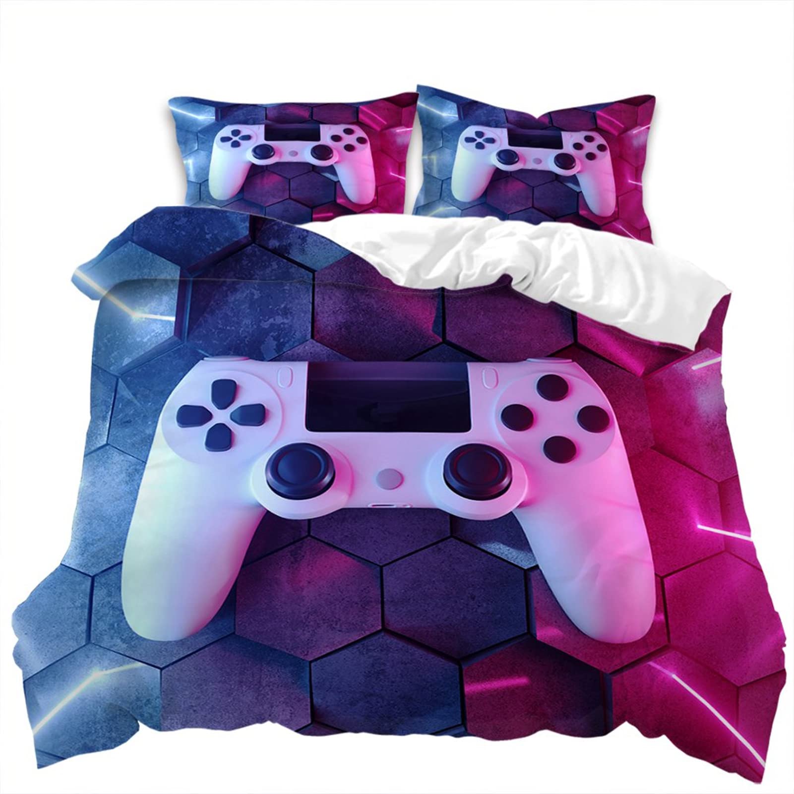 PlayStation Video Game Controller Bedding Set - Queen Size Gamer Duvet Cover with 2 Pillowcases for Boys & Girls - Perfect for Gaming Rooms & Teen Bedrooms