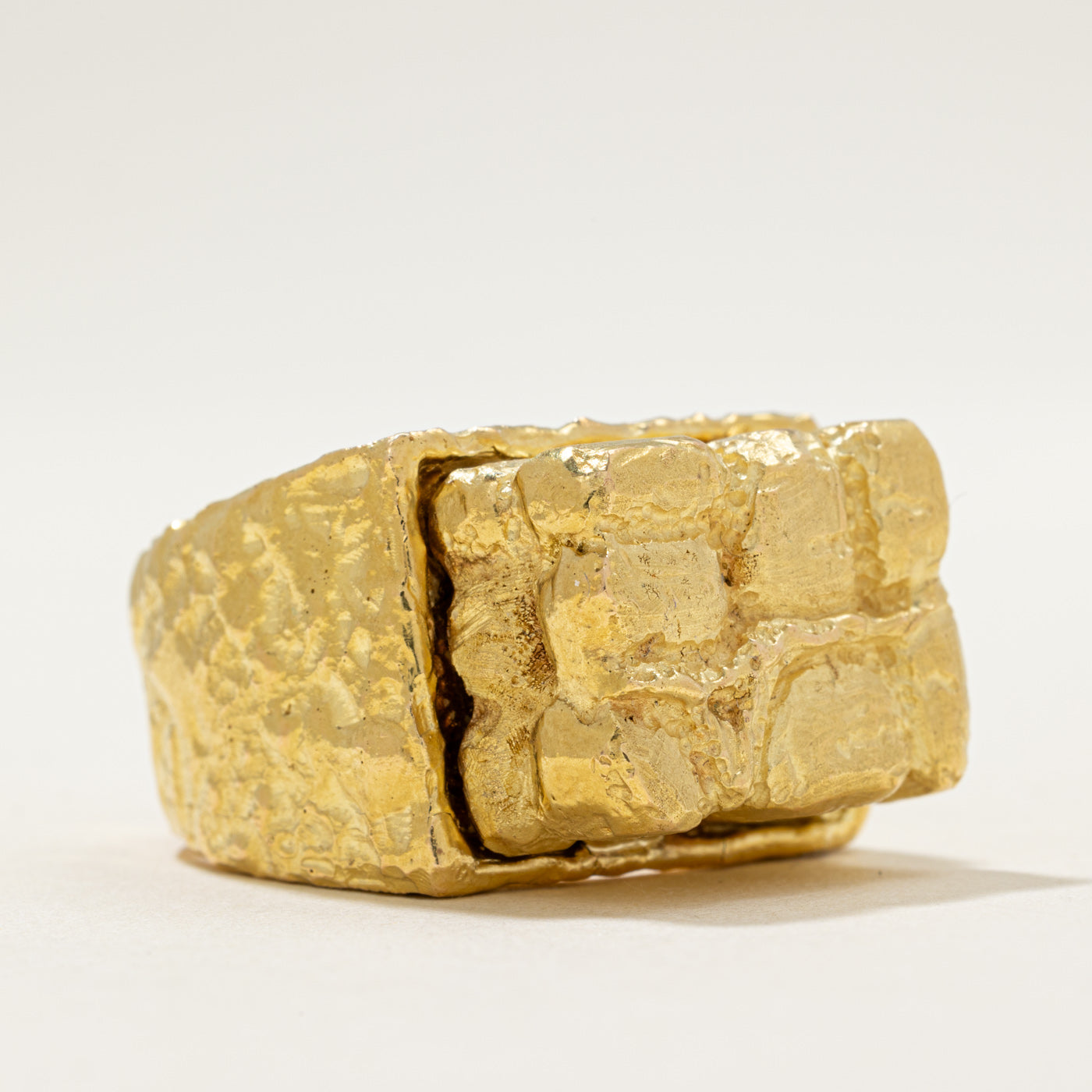 18k Yellow Gold Brick Ring for Men - Size 11 | Luxury Statement Jewelry for Weddings, Anniversaries & Special Occasions