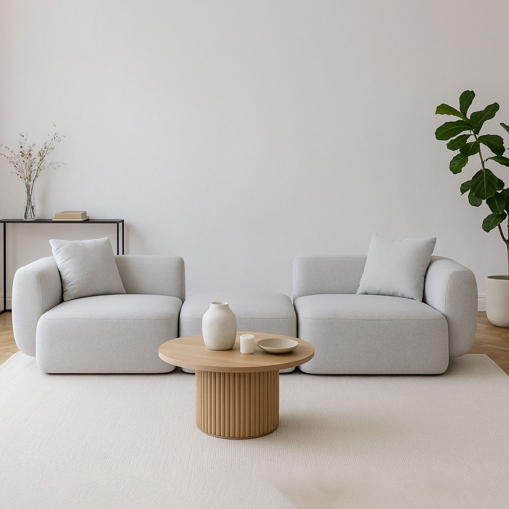 Pebble 4-Seater Sectional Sofa with Ottoman | EcoClean Fabric | Modern Living Room Furniture | Perfect for Small Spaces & Family Gatherings