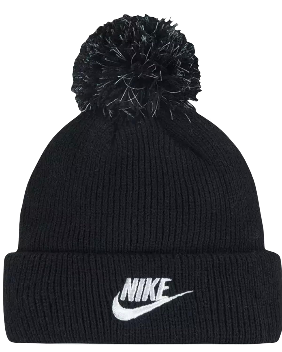 Nike Toddler Girls' Futura Lurex Pom Beanie - Winter Hat for Baby & Kids (2-4 Years, Black) - Soft Knit Warm Beanie for Cold Weather, Outdoor Play & Holiday Photos