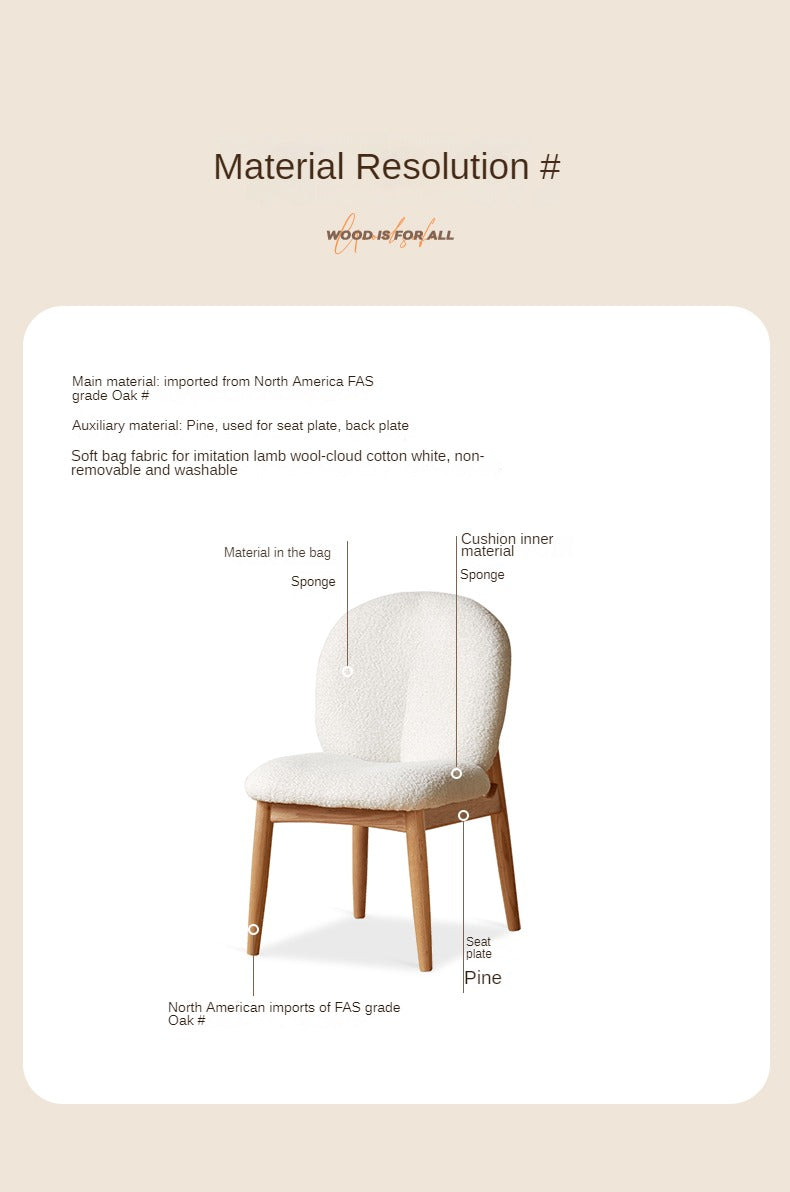 Solid Oak Wood Leisure Soft Chair - Cream Study Chair for Home Office, Reading & Relaxation - Comfortable & Stylish Accent Furniture for Living Room, Bedroom or Library