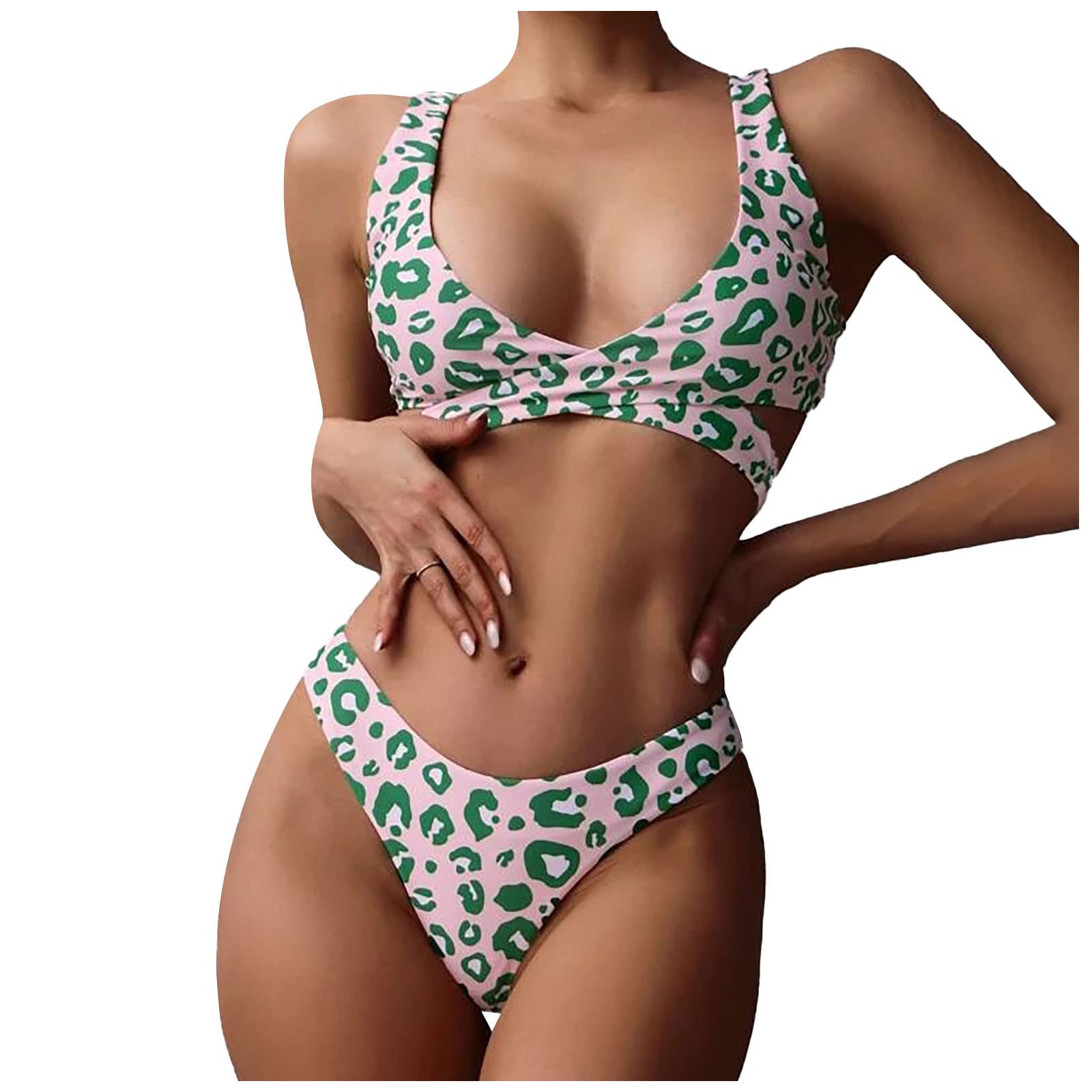 MOBCTG Women's Sexy Printed Cross Split Swimsuit - Fashion Bikini Top & Casual Vest - Perfect for Beach, Pool Party & Summer Vacation