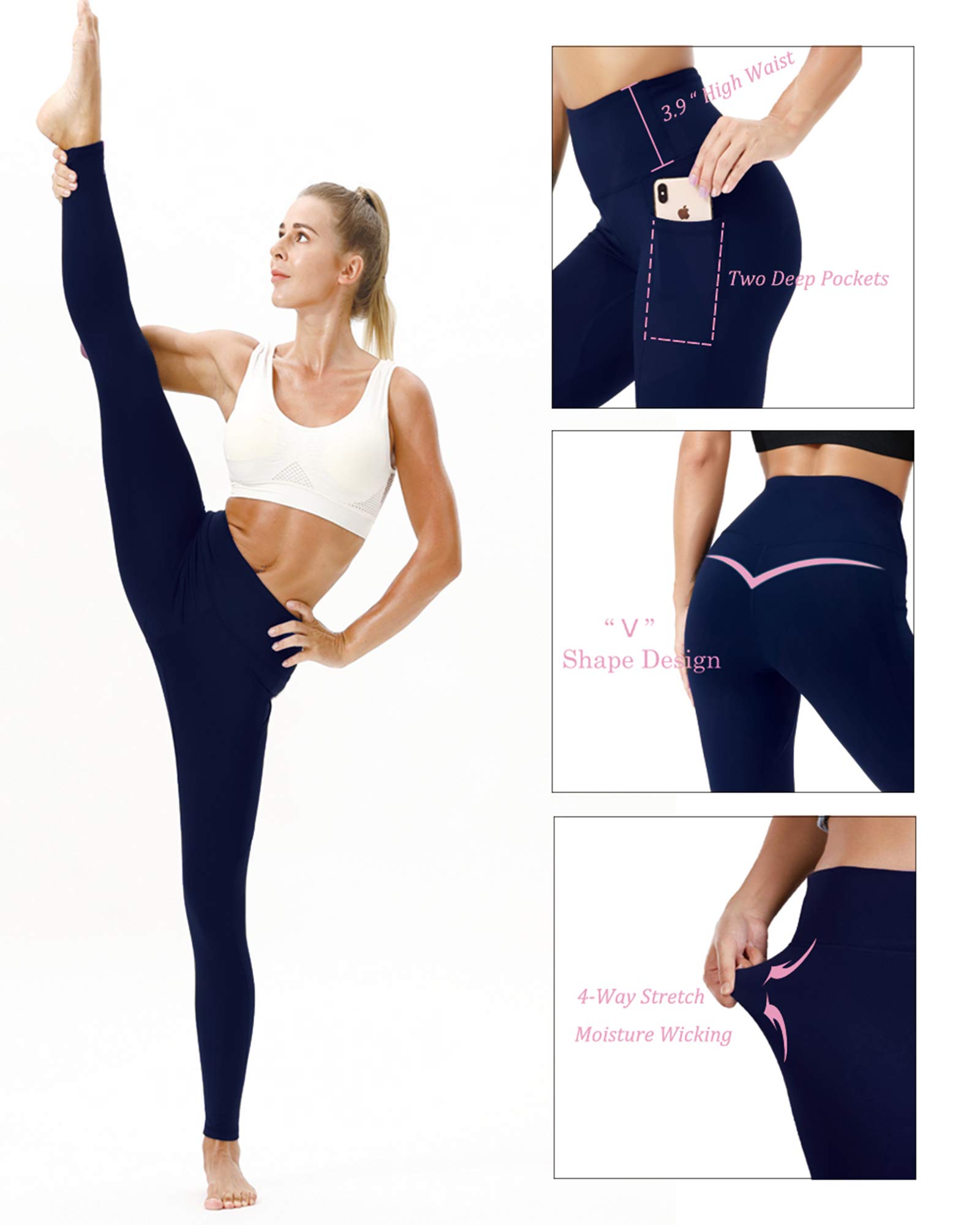 TYUIO High Waist Yoga Pants for Women - Stretchy Workout Leggings with Pockets - Perfect for Running, Gym & Lounge Wear