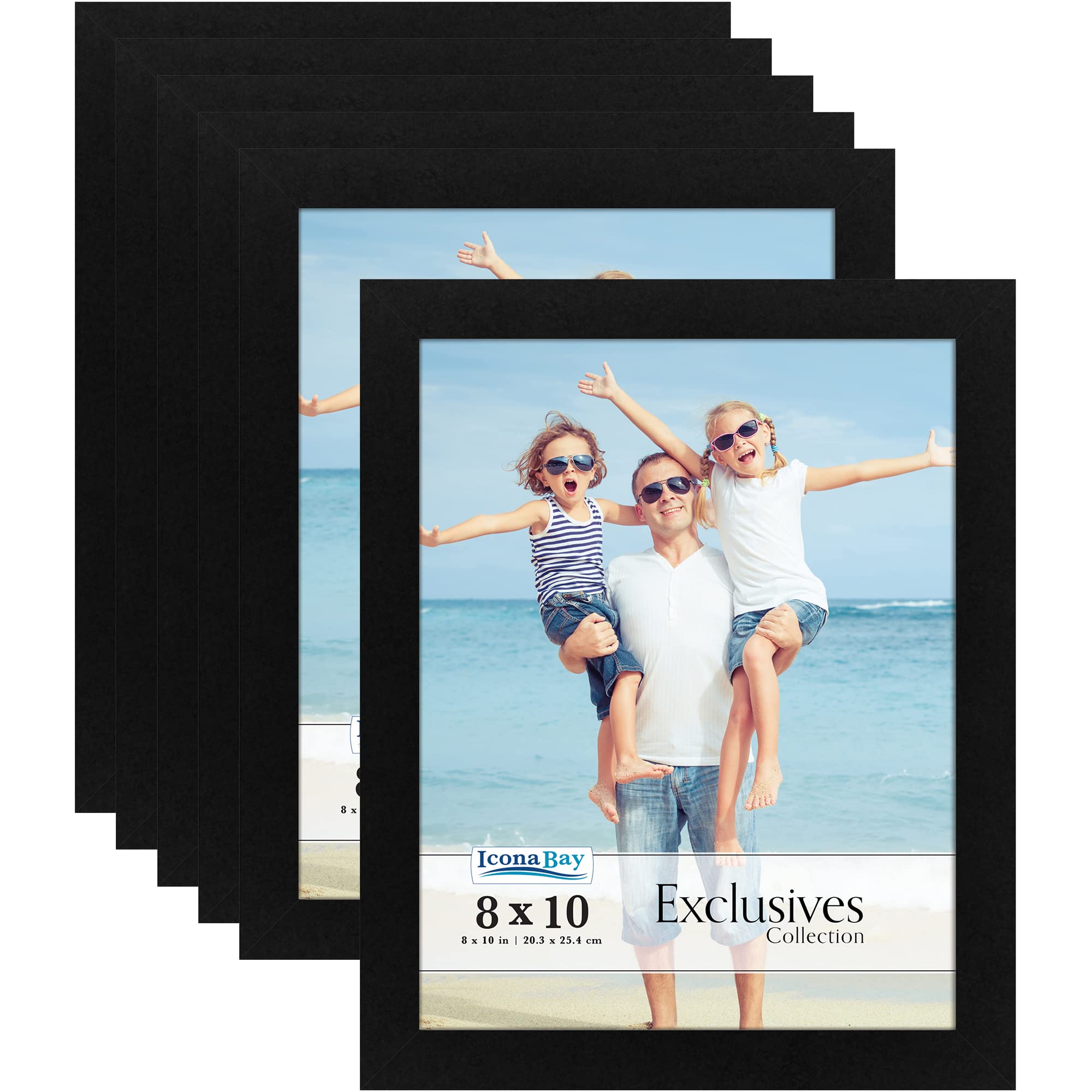 Premium 8x10 Picture Frames (6 Pack) - Black Wood Composite Photo Frames for Wall or Tabletop Display - Perfect for Home Decor, Office, Wedding Photos & Gift Giving - Icona Bay Exclusives Collection