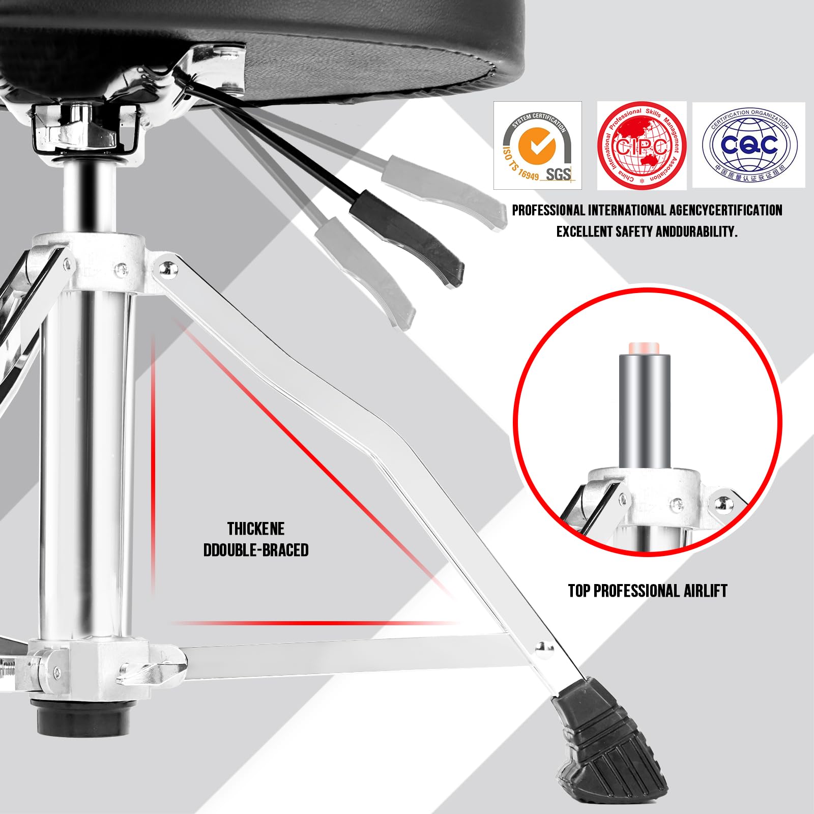 **Adjustable Hydraulic Drum Throne with Memory Foam & Removable Backrest – Portable Motorcycle-Style Drum Stool for Adults – Black PU Drum Seat – Perfect for Drummers, Studio Sessions & Live Performances**