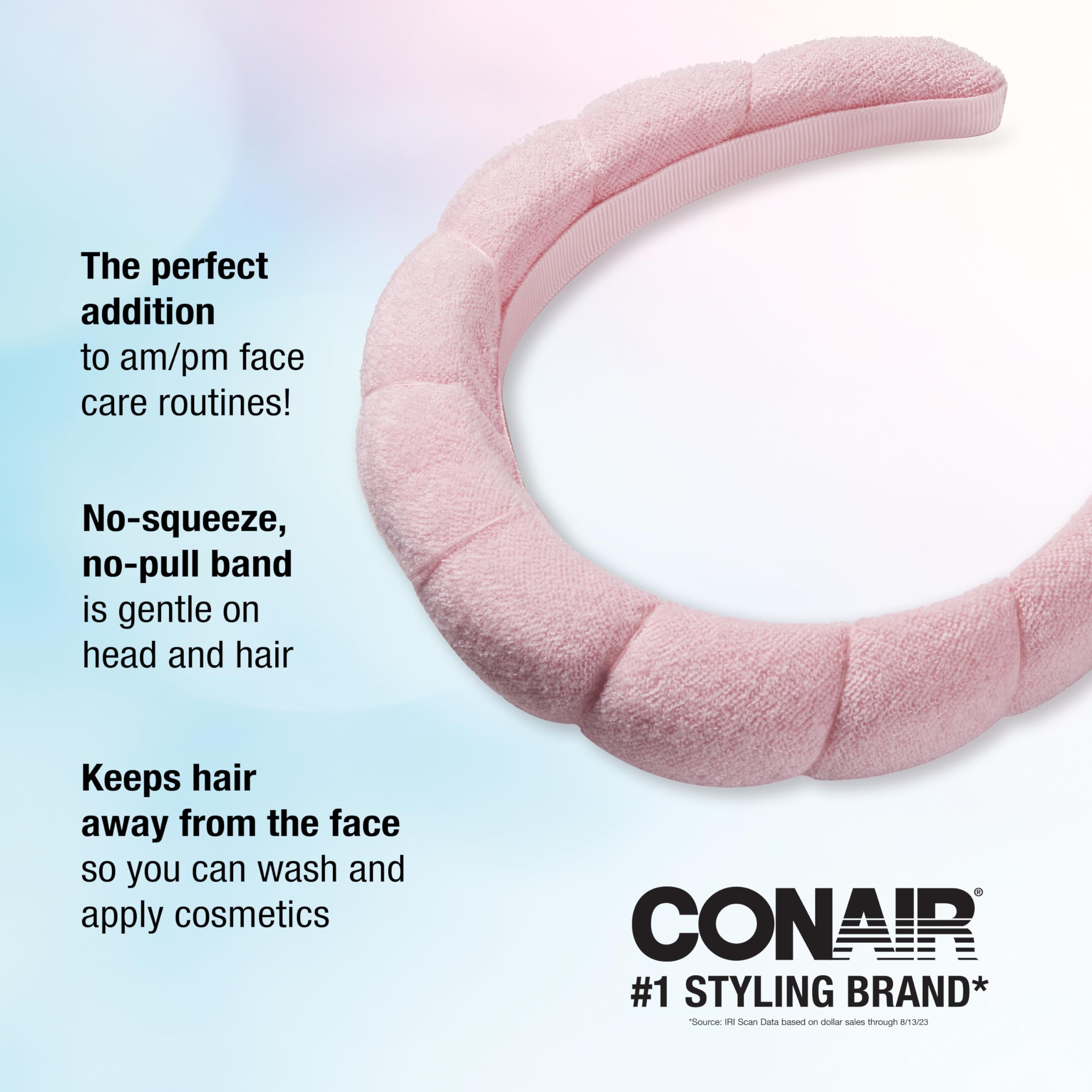 Conair Spa Makeup & Face Washing Headband - Soft Bubble Design Head Wrap for Skincare & Beauty Routine - Pink (Perfect for Facials, Washing Face & Applying Makeup)