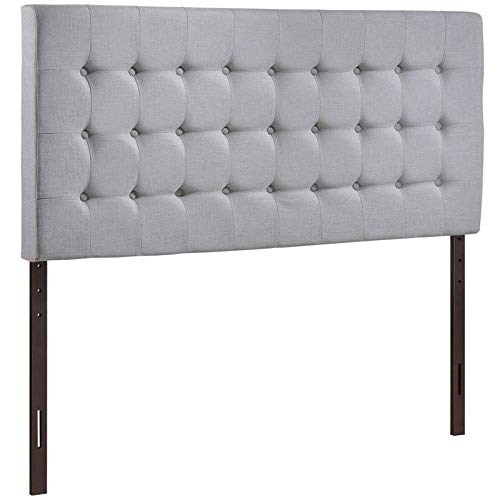 Hawthorne Collections Queen Size Tufted Upholstered Headboard in Sky Gray - Luxurious Bedroom Decor for Modern Master Suites & Guest Rooms