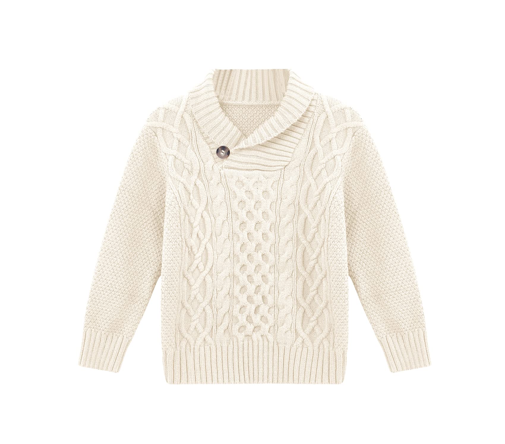 Makkrom Toddler Pullover Sweater - Shawl Collar Cable Knit Long Sleeve Warm Sweater for Boys & Girls | Cozy Winter Fall Spring Outwear for Playdates, School & Family Photos