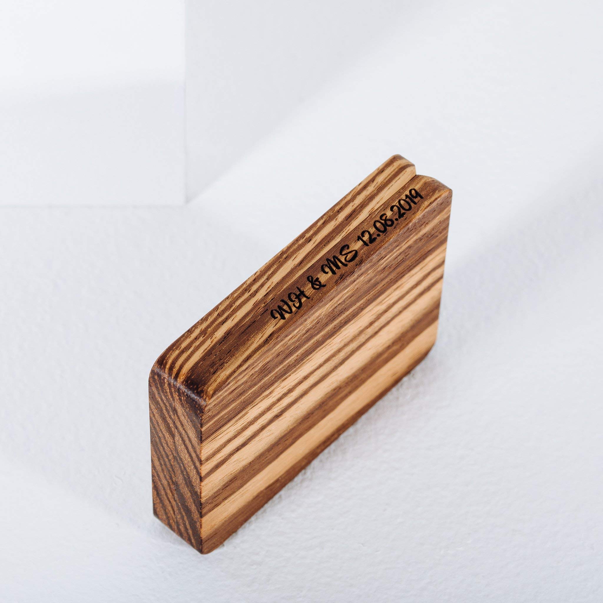 Zebrano Wood Rectangle Engagement Ring Box - Rotating Handcrafted Wedding Ring Box for Proposal & Ceremony - Custom Engraved Jewelry Gift Box (Perfect for Surprise Proposals, Anniversaries & Vow Renewals)