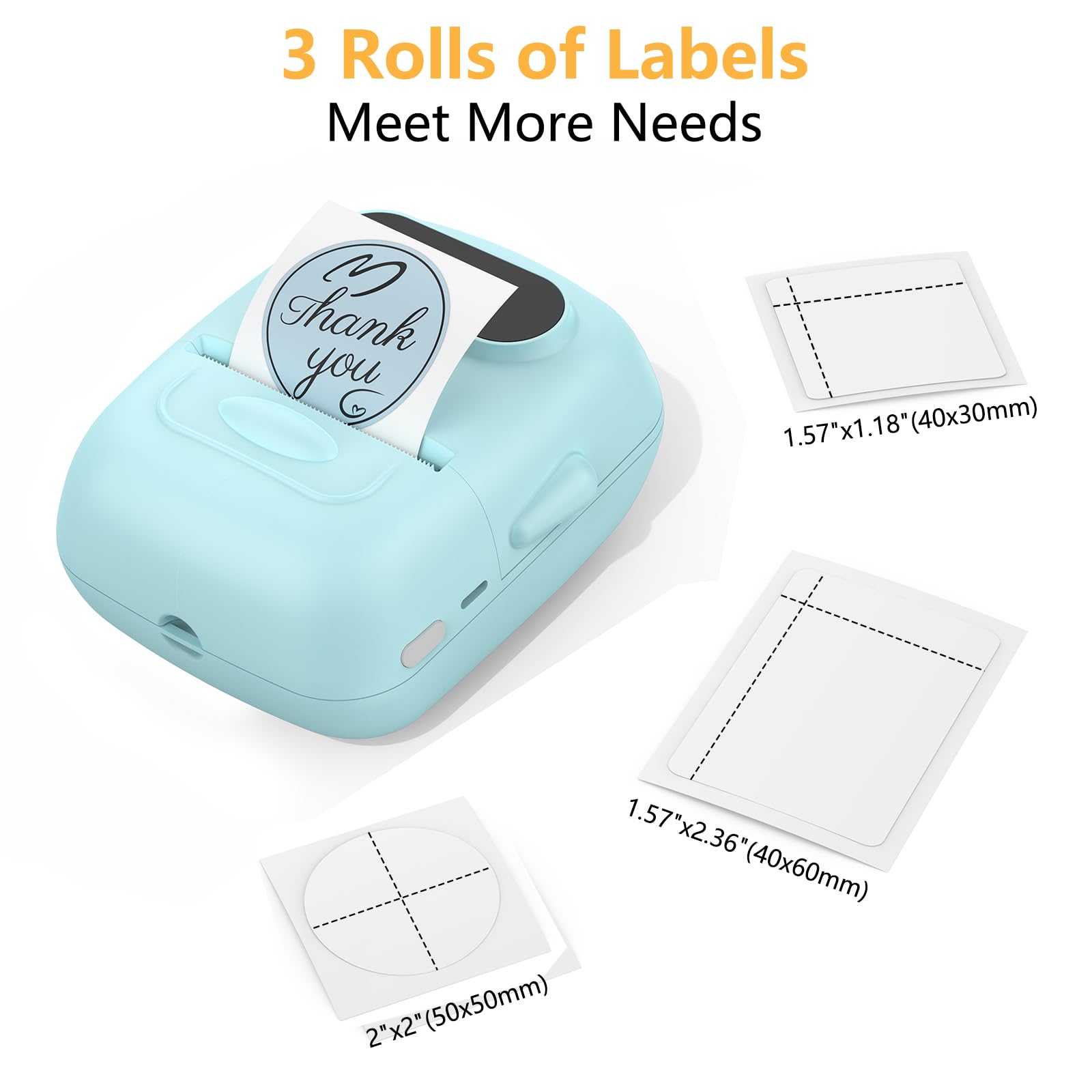 MARKLIFE Portable Bluetooth Label Maker Machine with Tape - Thermal Barcode Printer for Address, Clothing, Jewelry, Retail & Small Business | Home & Office Use (Blue + 3 Labels: White/White/Clear) | Perfect for Organizing, Shipping & Inventory Management