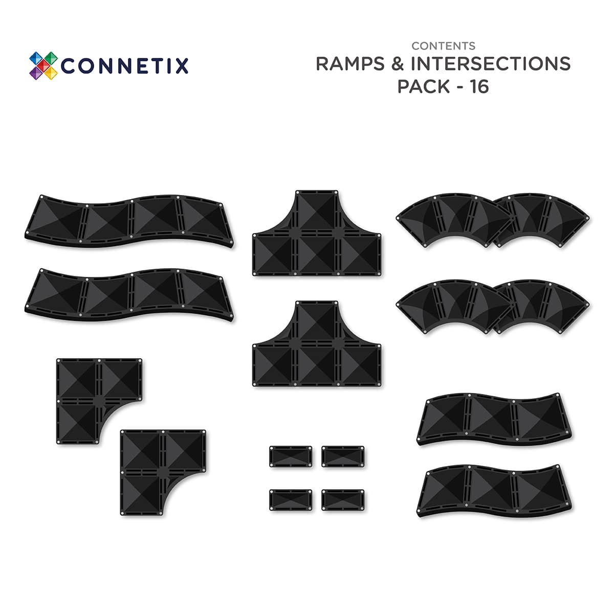 Connetix Magnetic Tiles 16-Piece Set with Roads, Ramps & Intersections - STEM Educational Building Toys for Kids, Perfect for Creative Play & Learning Activities