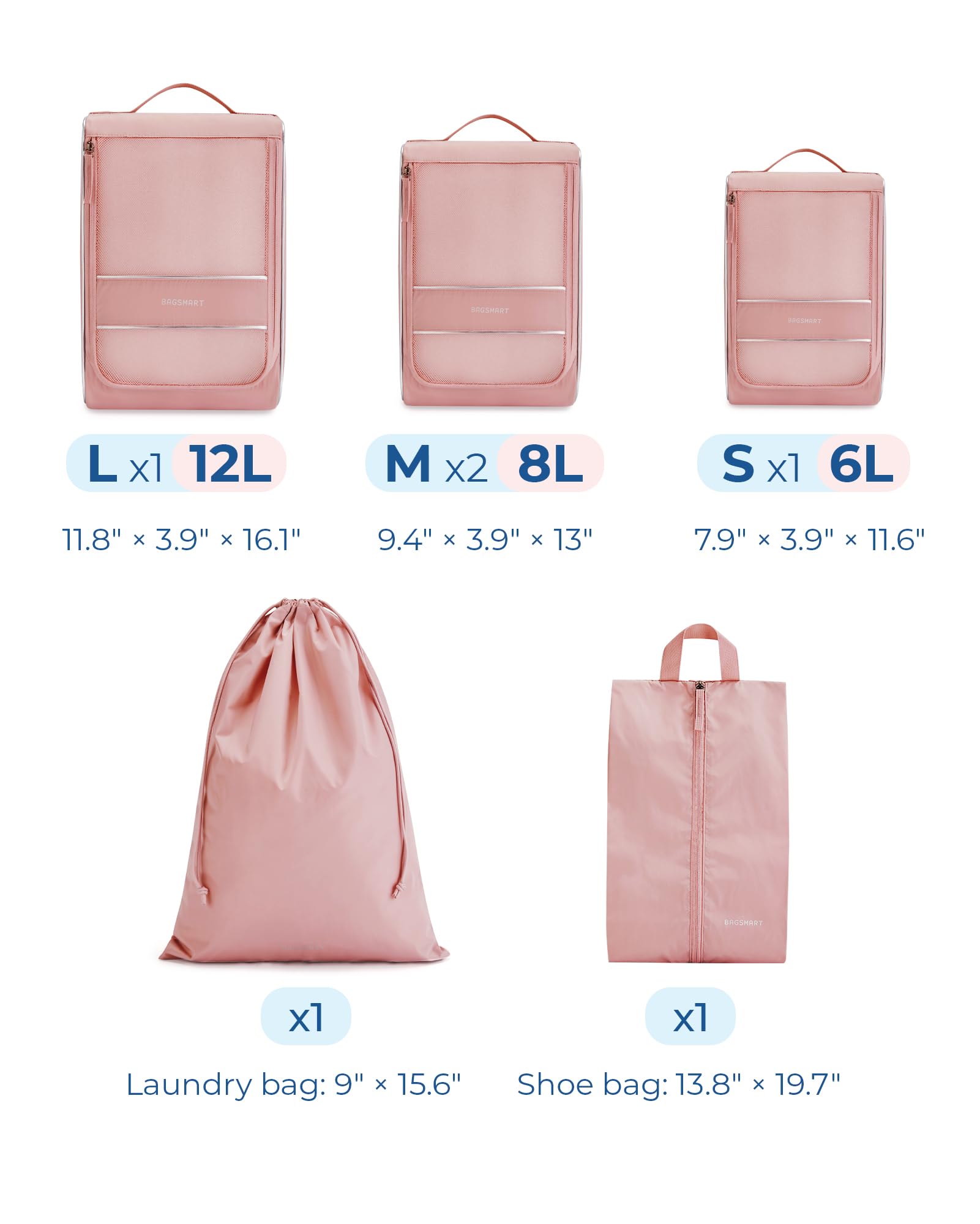 BAGSMART Travel Packing Cubes Set - 4-Piece Compression Organizers for Luggage, Suitcase & Airplane Travel Essentials - Perfect for Business Trips, Vacations & Weekend Getaways