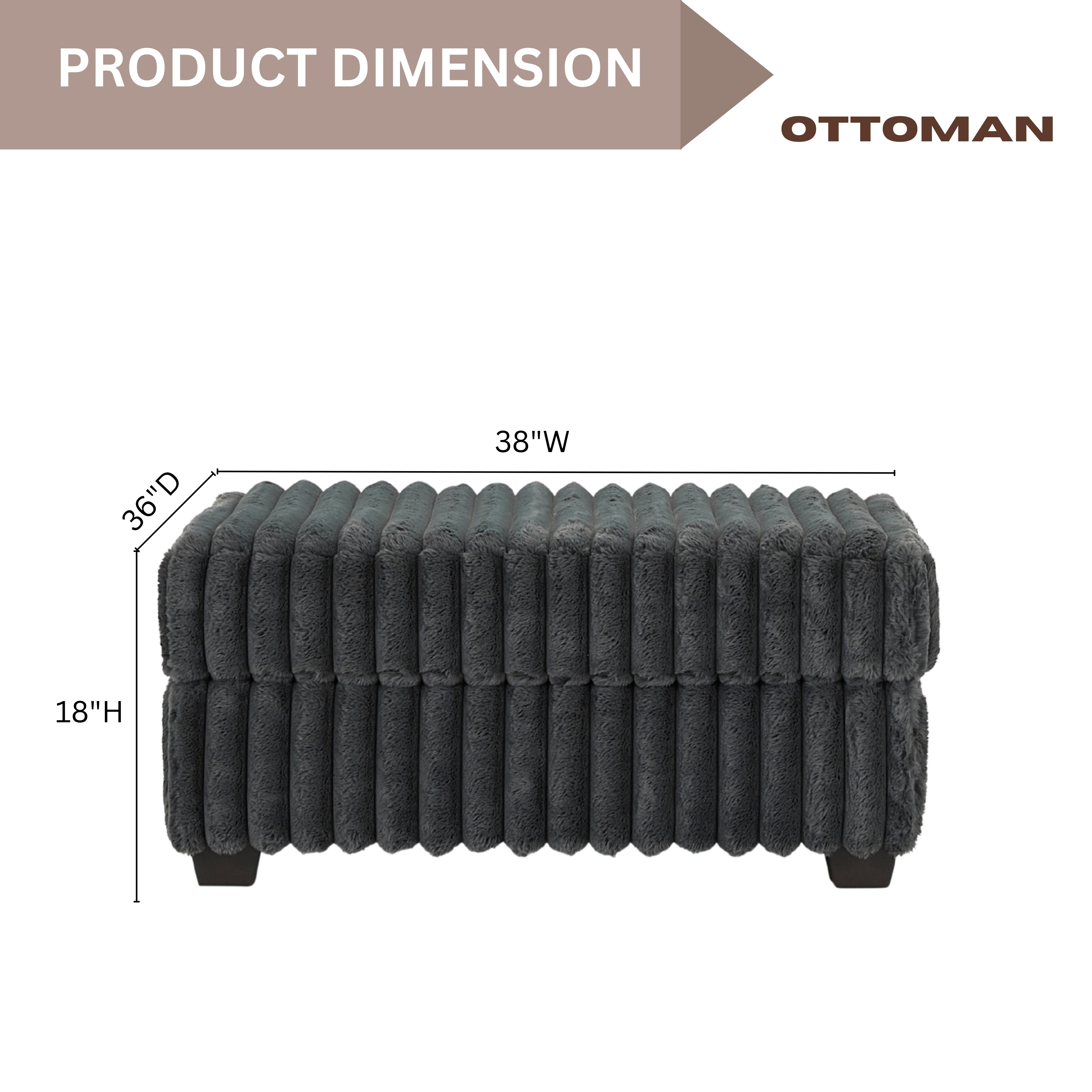 Roundhill Furniture Belvoir Accent Cocktail Ottoman - Stylish Round Storage Ottoman with Upholstered Fabric, Perfect for Living Room, Bedroom & Home Decor