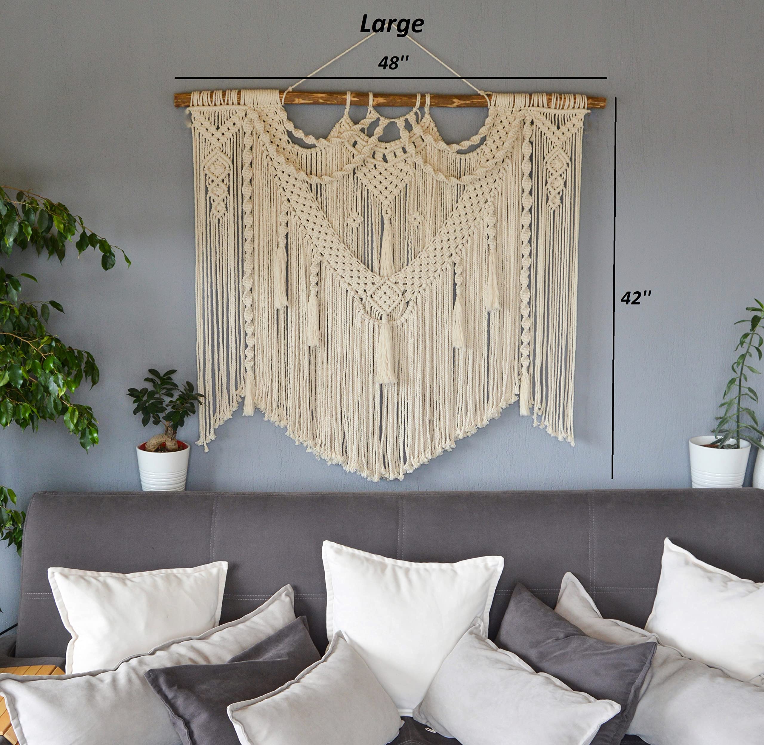 Extra Large Macrame Wall Hanging - Bohemian Woven Yarn Tapestry for Bedroom, Dorm & Home Decor | Boho Wall Art, Aesthetic Headboard & Room Decor | Perfect for Living Room, Nursery & Wedding Backdrop