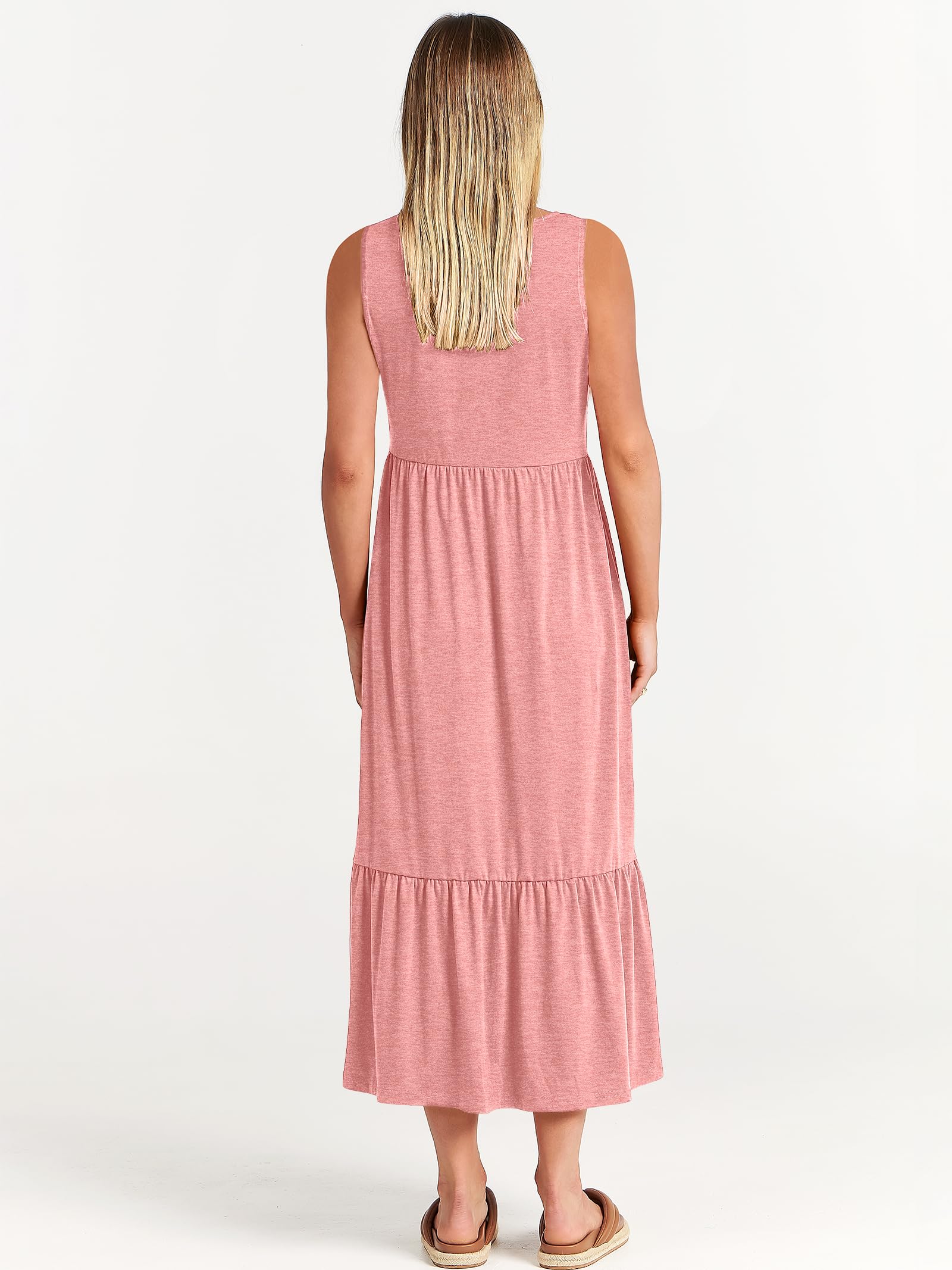 ANRABESS Women's Summer Sleeveless Crewneck Sundress - Flowy A-Line Tiered Maxi Beach Dress for Vacation, Casual Wear & Outdoor Activities