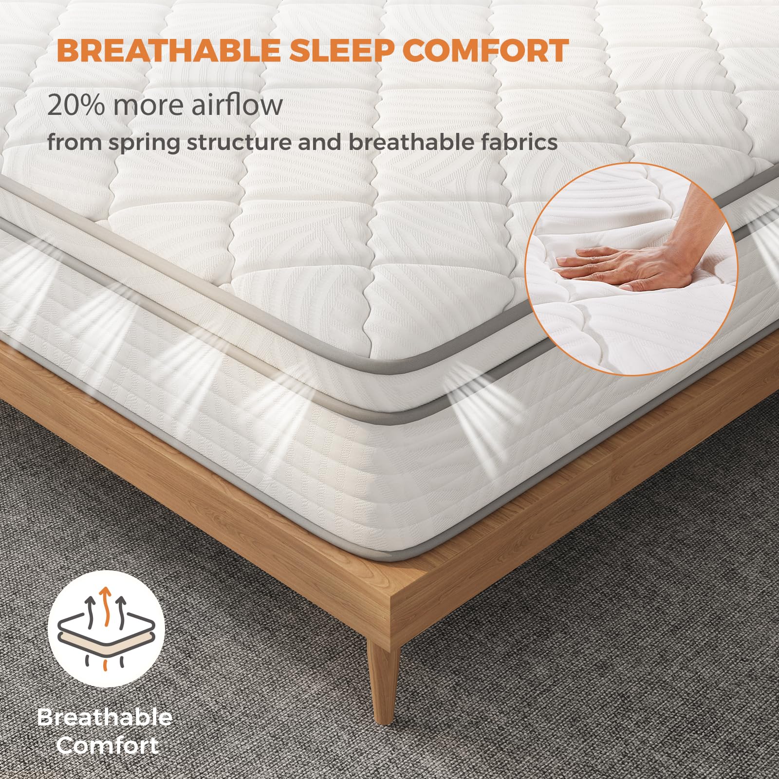 Sweetnight 10 Inch Queen Hybrid Mattress in a Box - Medium Firm Support with Comfort Foam & Pocket Springs for Back Pain Relief - CertiPUR-US Certified - Perfect for Bedroom, Guest Room & Apartment Sleeping