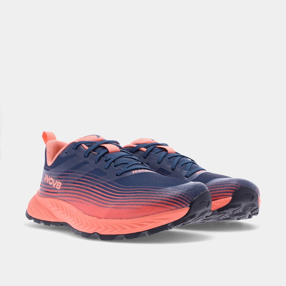 INOV8 Women's TrailFly Speed Wide Trail Running Shoes - Navy/Coral - Lightweight & Durable for Hiking, Trail Running & Outdoor Adventures