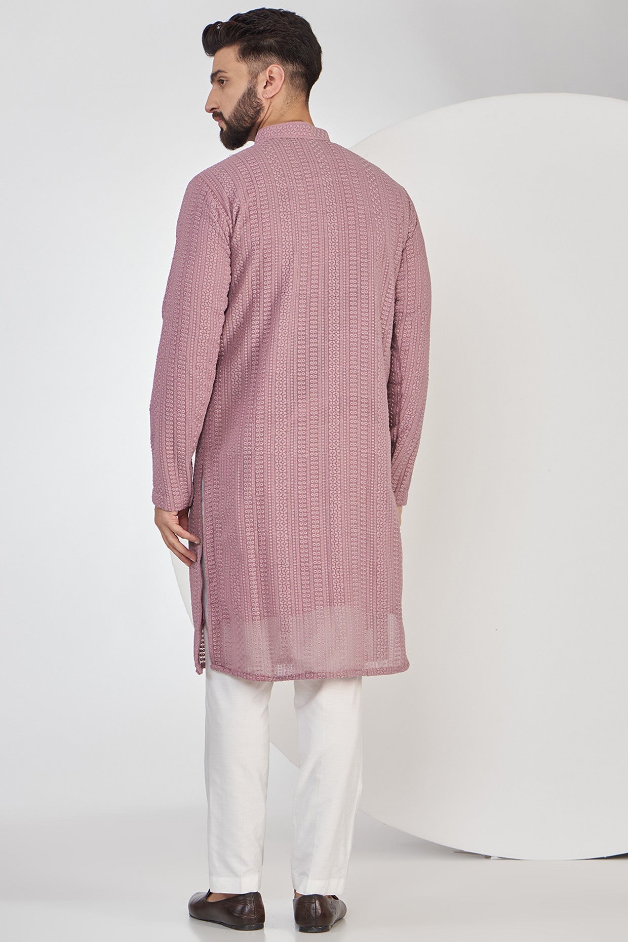 Elegant Mauve Chikankari Kurta for Women - Traditional Indian Embroidered Tunic Top - Perfect for Festivals, Weddings & Casual Wear