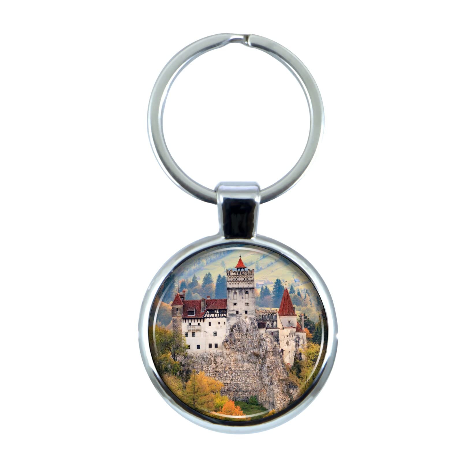 Bran Castle Romania Keychain - Epoxy Dome & Metal Keyring Souvenir - Perfect for Travel Gifts, Keychains Collection, and Romania Memorabilia