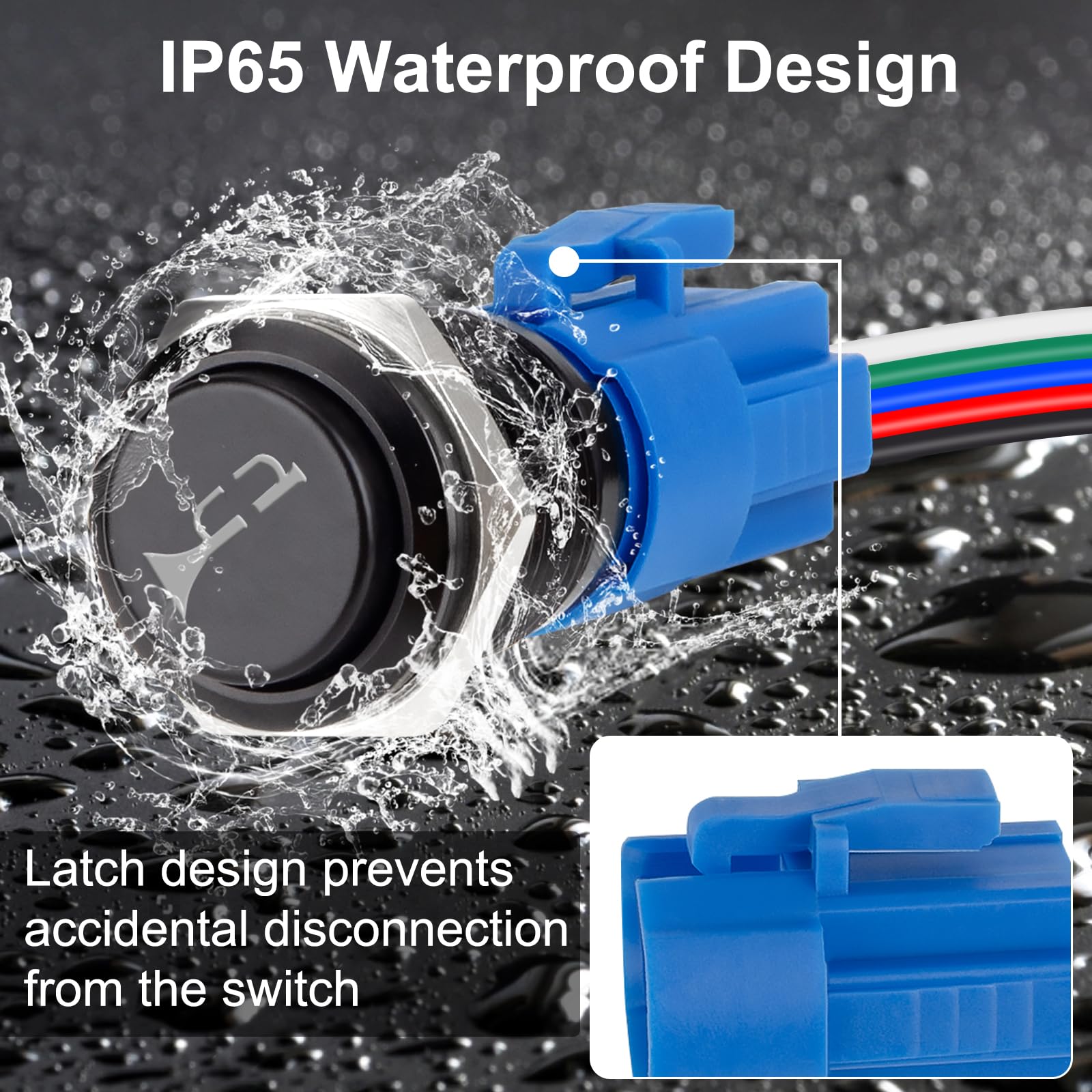 12V 16MM Raised Horn Switch with Red LED - Momentary Push Button for Automotive, Car, Boat & Train (5/8