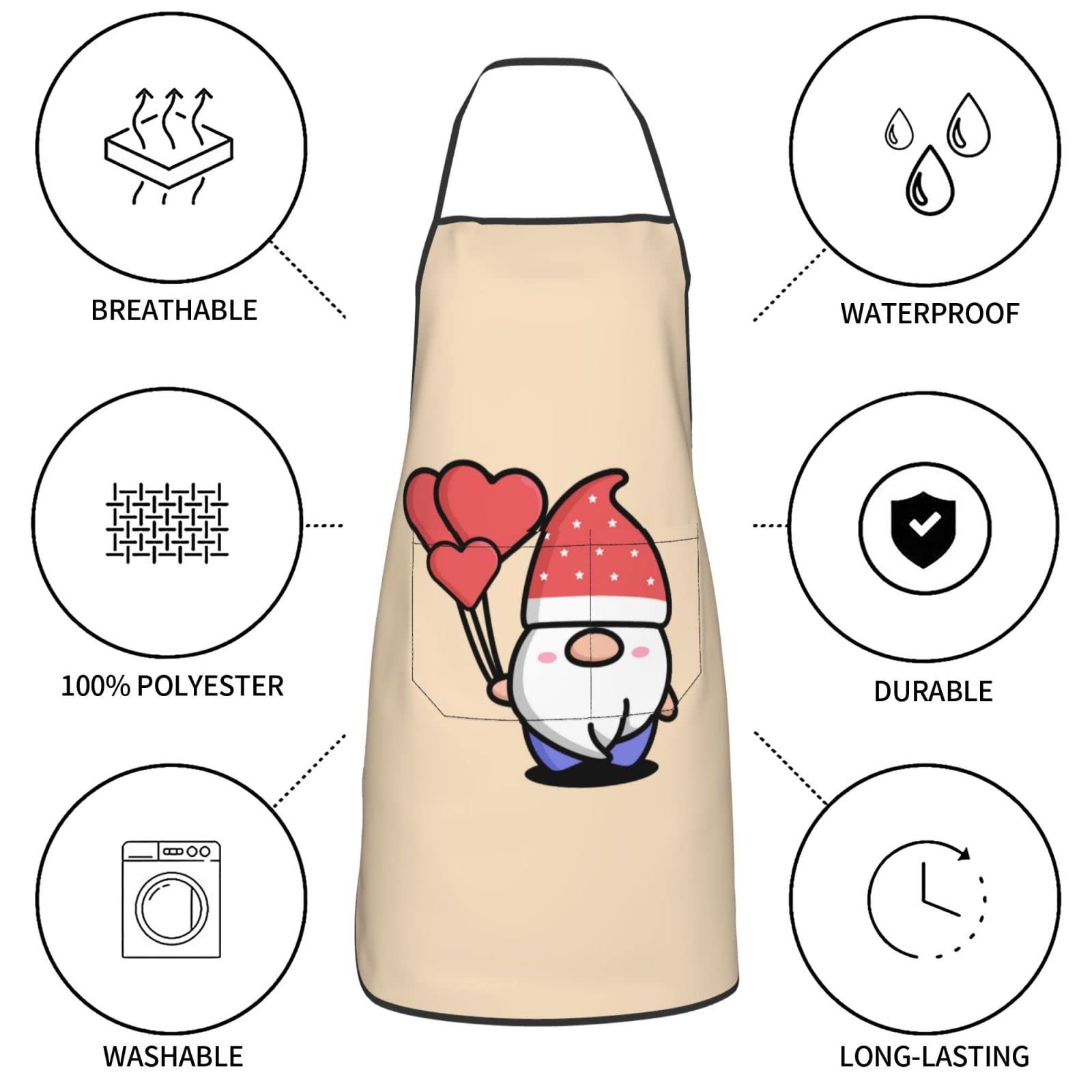 Valentine's Day Heart Balloons Waterproof Adjustable Funny BBQ Apron with Pockets for Men & Women - Perfect for Cooking, Grilling, Baking & Kitchen Gifts