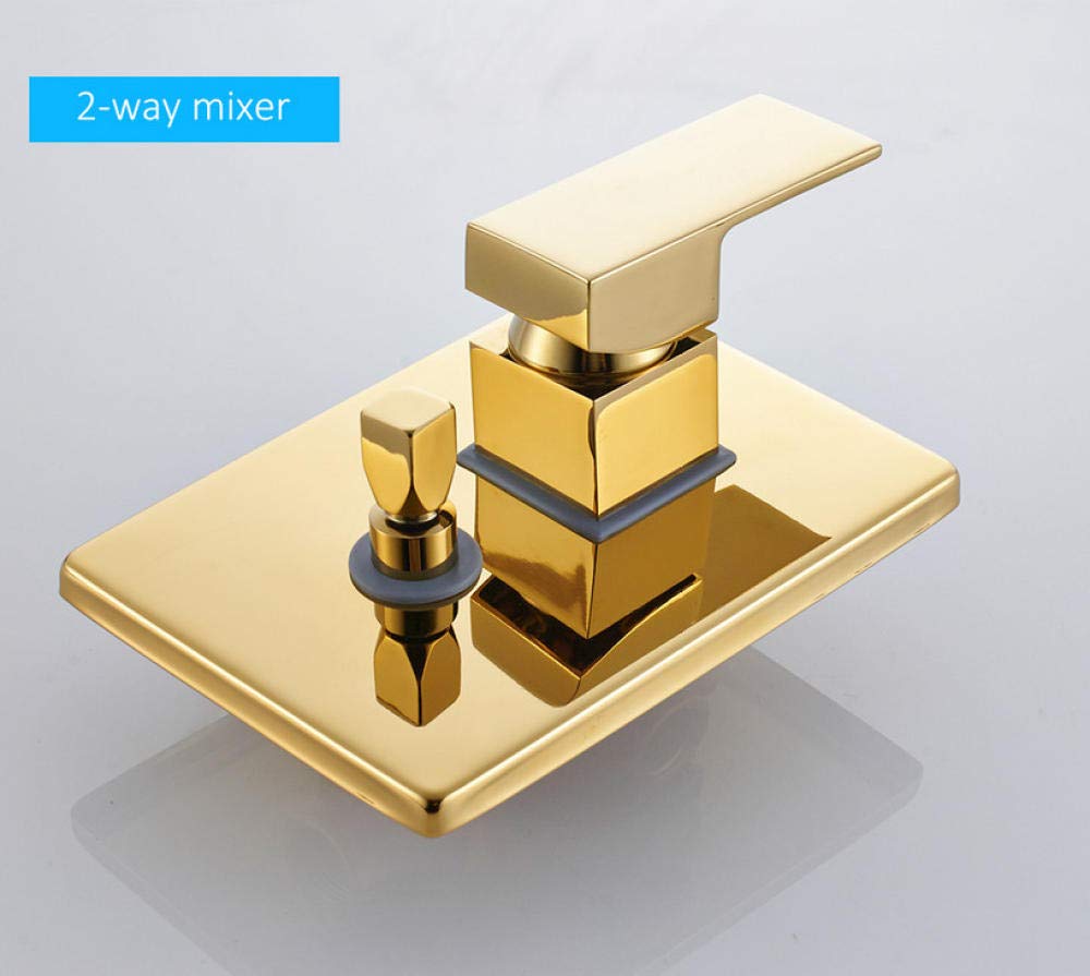 Gold Wall Mount Shower Faucet Set - Ultra Thin Rainfall Showerhead with Hot & Cold Water Mixer Tap - Luxury Bathroom Shower Kit for Modern & Spa-Like Experience