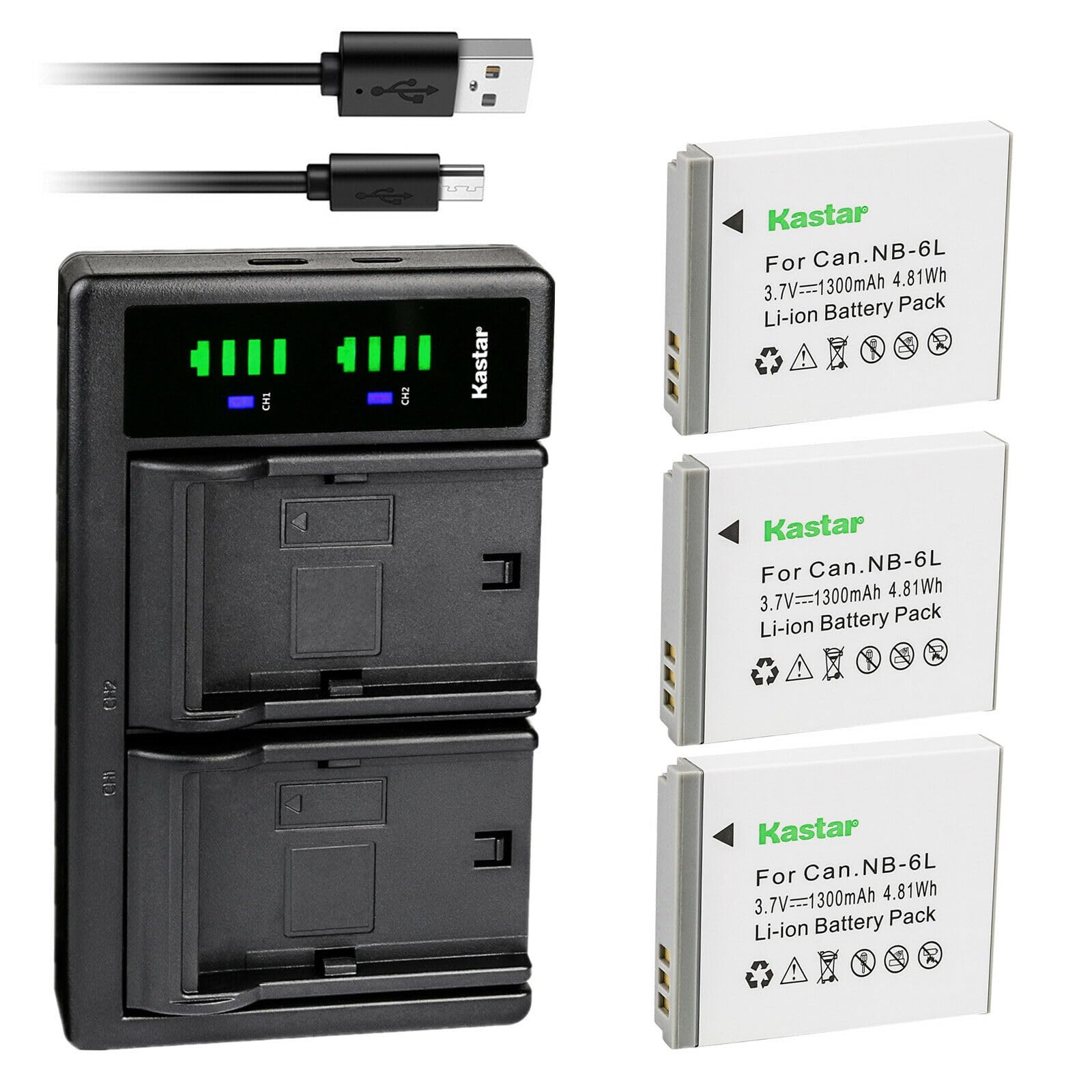 Kastar 3-Pack Replacement Batteries & LTD2 USB Charger for Came-TV KUMINIK8/KUMINIK8 Duplex Wireless Headset & WAERO Digital Wireless System - Perfect for Film Production, Live Streaming, and Studio Recording