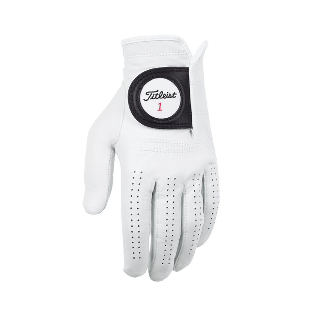 Titleist Men's Premium Golf Glove - Left Hand, White | Soft Leather, Enhanced Grip | Perfect for Driving Range & Tournament Play