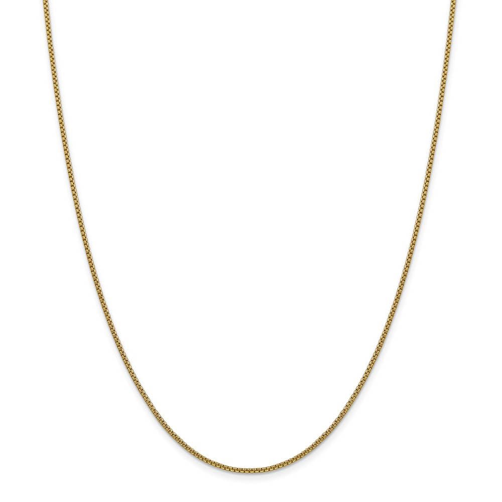 1.5mm 14k Yellow Gold Hollow Round Box Chain Necklace - The Black Bow - Perfect for Everyday Wear & Special Occasions