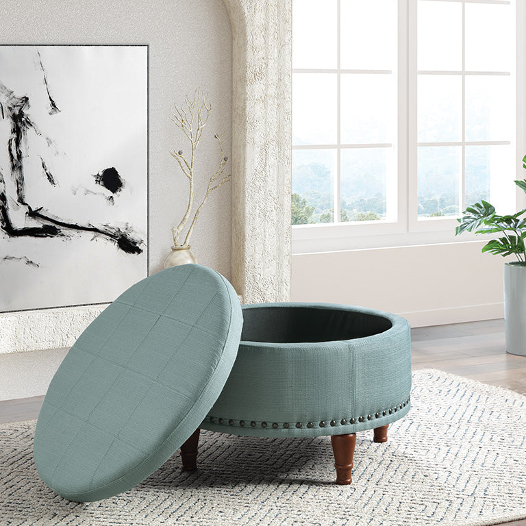 Office Star Alloway Storage Ottoman - Versatile Footrest & Seat with Hidden Storage | Perfect for Living Room, Bedroom, or Office Organization