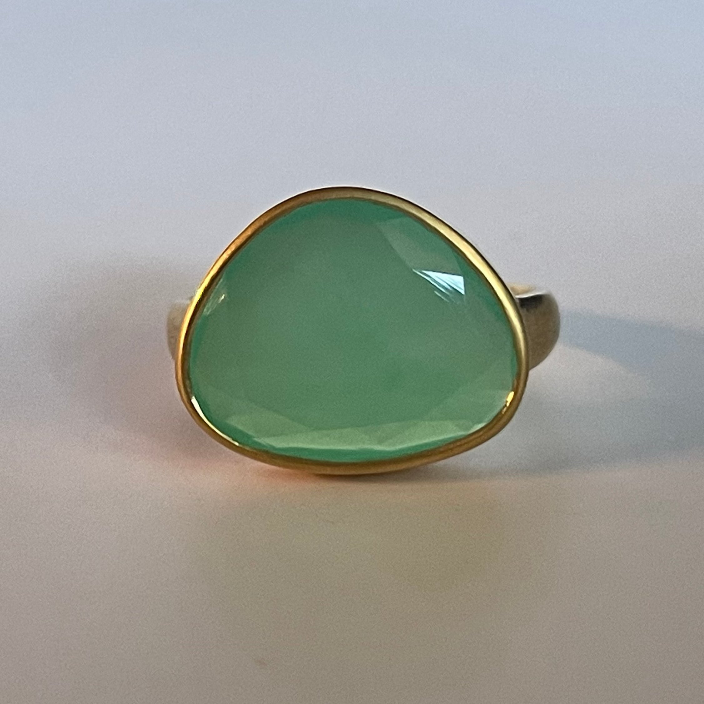 Chrysoprase Greek Ring for Women - Elegant Green Gemstone Jewelry for Everyday Wear & Special Occasions