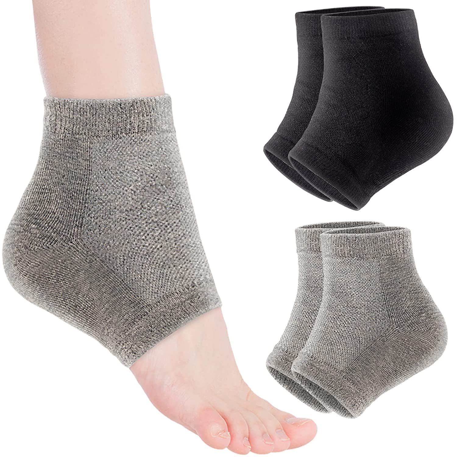 SAFERSKY Heel Pain Relief Silicone Gel Socks - Anti Crack Foot Protector for Men & Women - Cushioned Heel Support for Running, Walking, and Daily Comfort