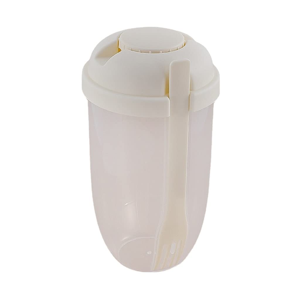 YunQin Creative Fresh Salad Container with Fork & Sauce Cup - Portable Bento Lunch Box for Women, Fitness Meal Prep, Weight Loss, Picnic & Office Lunch (White) | Perfect for Gym, Work, School & Outdoor Activities