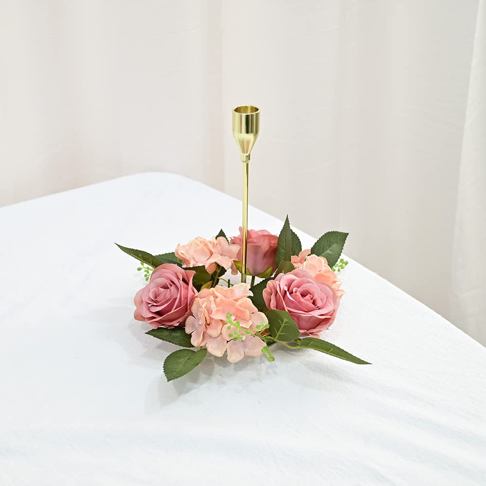 BEIJIALY 6-Pack Artificial Rose Candle Rings - 8 Inch Floral Candle Wreaths for Pillar Candles, Rustic Wedding Centerpieces & Christmas Table Decor | Perfect for Weddings, Holidays, and Home Decor