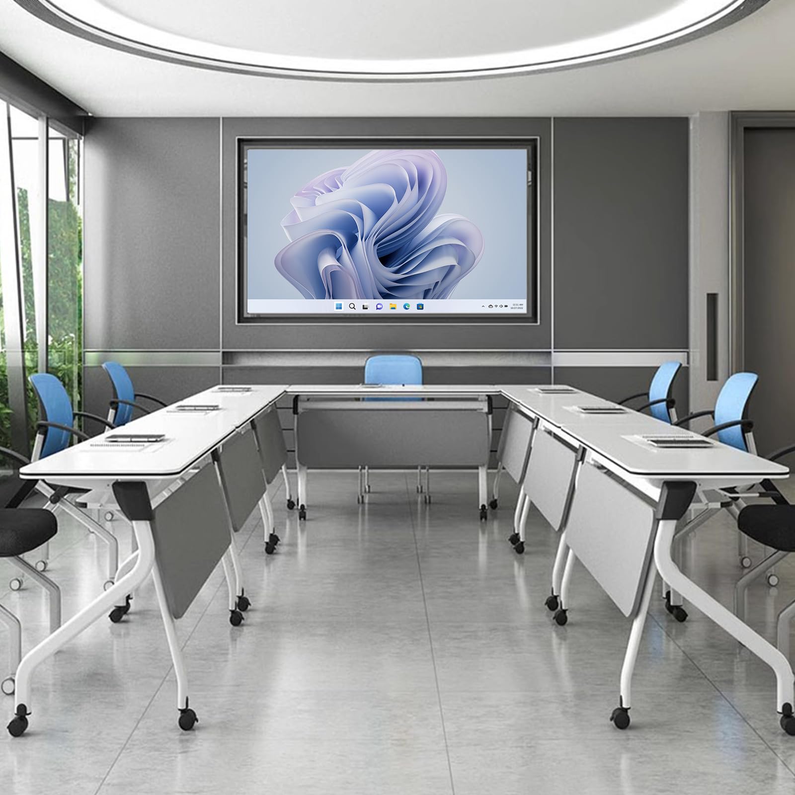 4-Pack Modern Folding Conference Tables with Lockable Wheels - Mobile Foldable Meeting Tables for Office, Classroom & Home Use - Perfect for Conference Rooms, Seminars & Media Centers