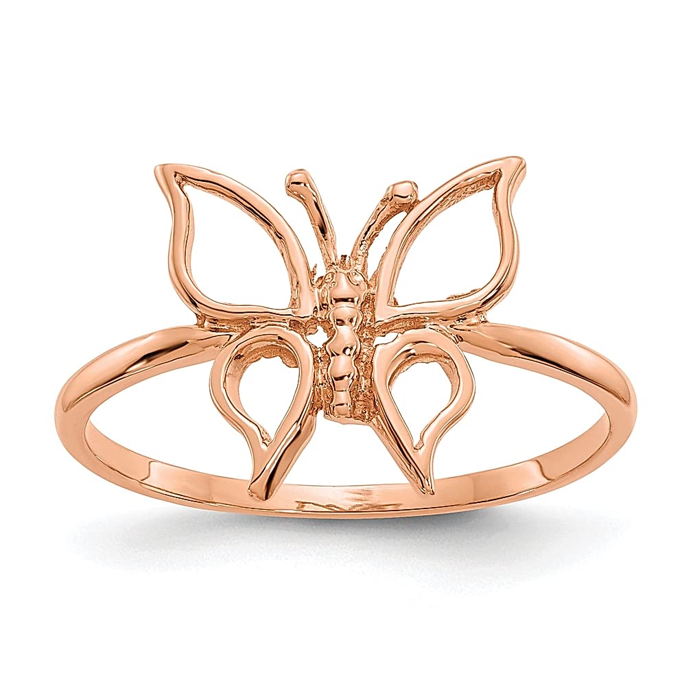 14K Rose Gold Butterfly Ring for Women - Elegant Fine Jewelry Gift for Her - Perfect for Birthdays, Anniversaries & Special Occasions