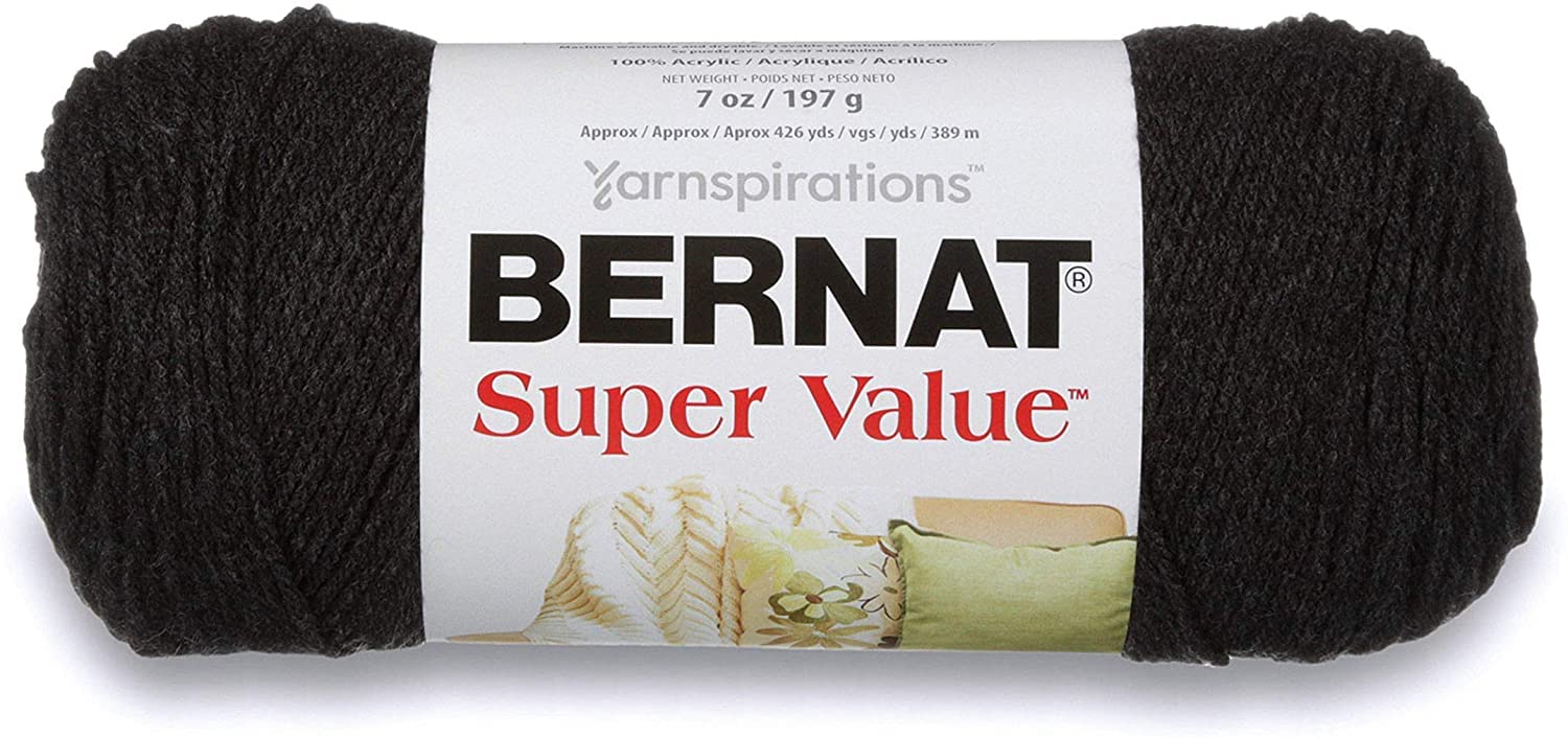 Bernat Super Value Yarn 3-Pack - Dark Gray (3 Skeins) | Premium Acrylic Yarn for Knitting, Crochet & DIY Crafts | Perfect for Blankets, Scarves & Home Decor Projects
