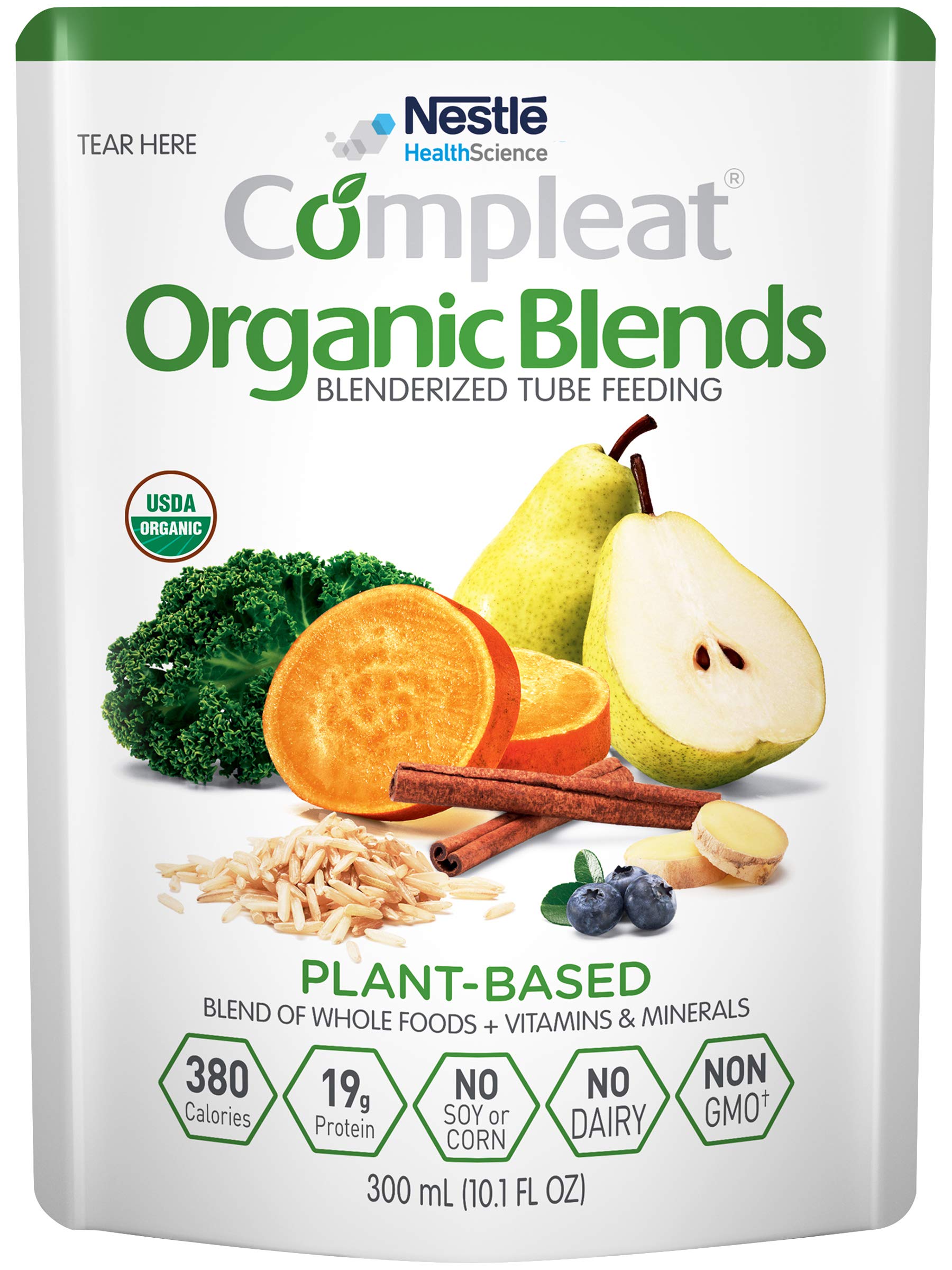Organic Plant-Based Tube Feeding Formula - Compleat Organic Blends with Whole Foods, Vitamins & Minerals - 10.1 Fl Oz (Pack of 12) - Ideal for Adults & Kids with Swallowing Difficulties, Post-Surgery Recovery & Nutritional Support