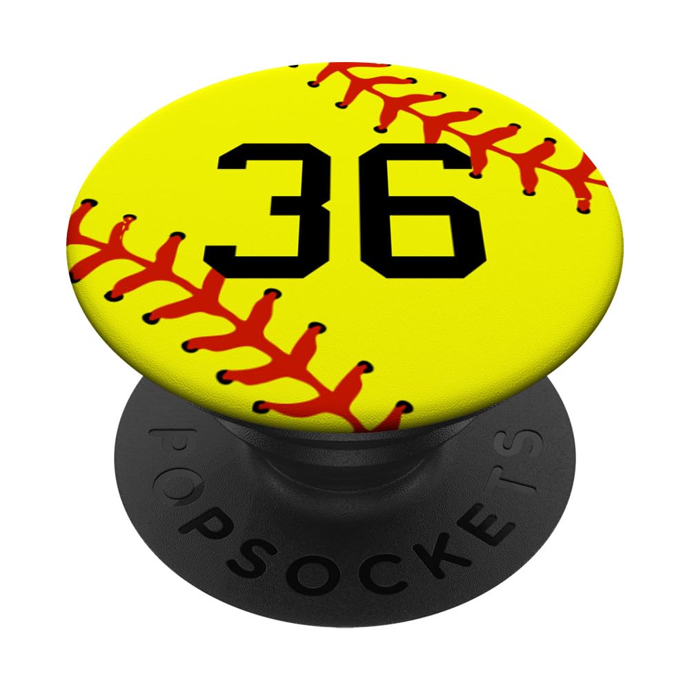 Custom Softball Jersey Number 36 for Women & Girls - Breathable Player Uniform - PopSockets PopGrip with Strong Adhesive - Perfect for Games, Practice & Team Spirit
