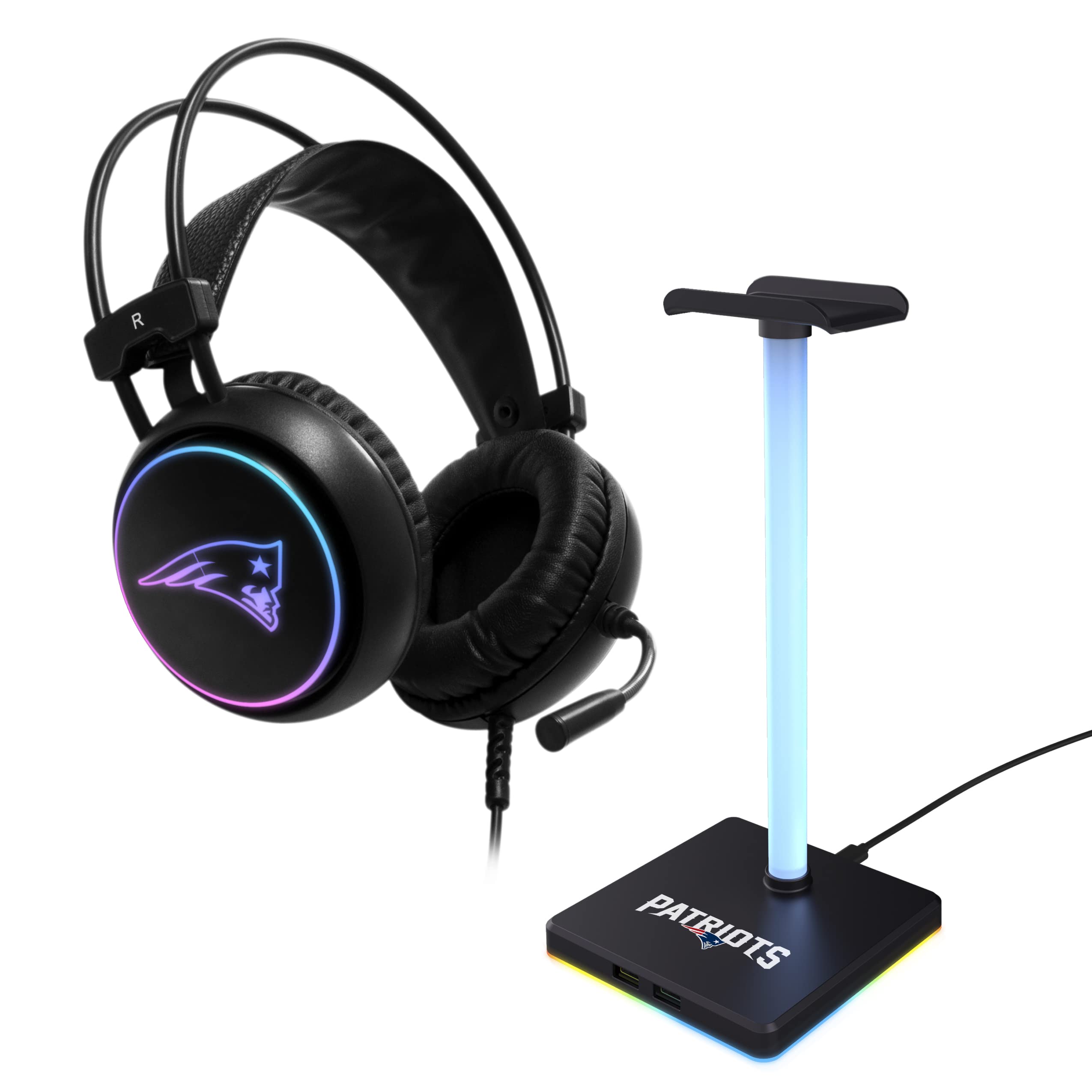 SOAR NFL LED Gaming Headset with Stand - Wireless Bluetooth Headphones with Mic for PC/PS5/Xbox - Perfect for Gaming, Streaming & Sports Fans